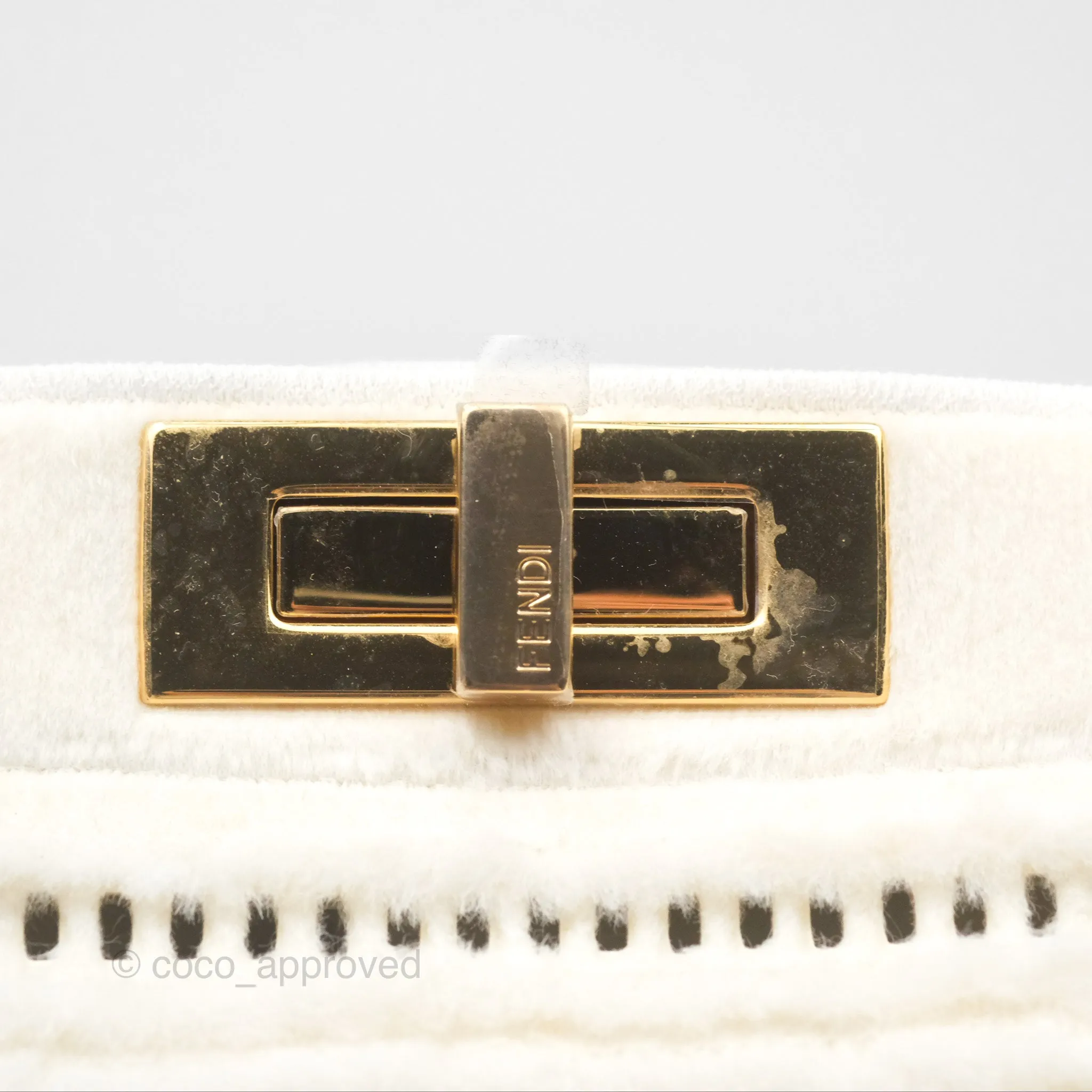 Fendi Peekaboo Medium Mink Fur White Gold Hardware