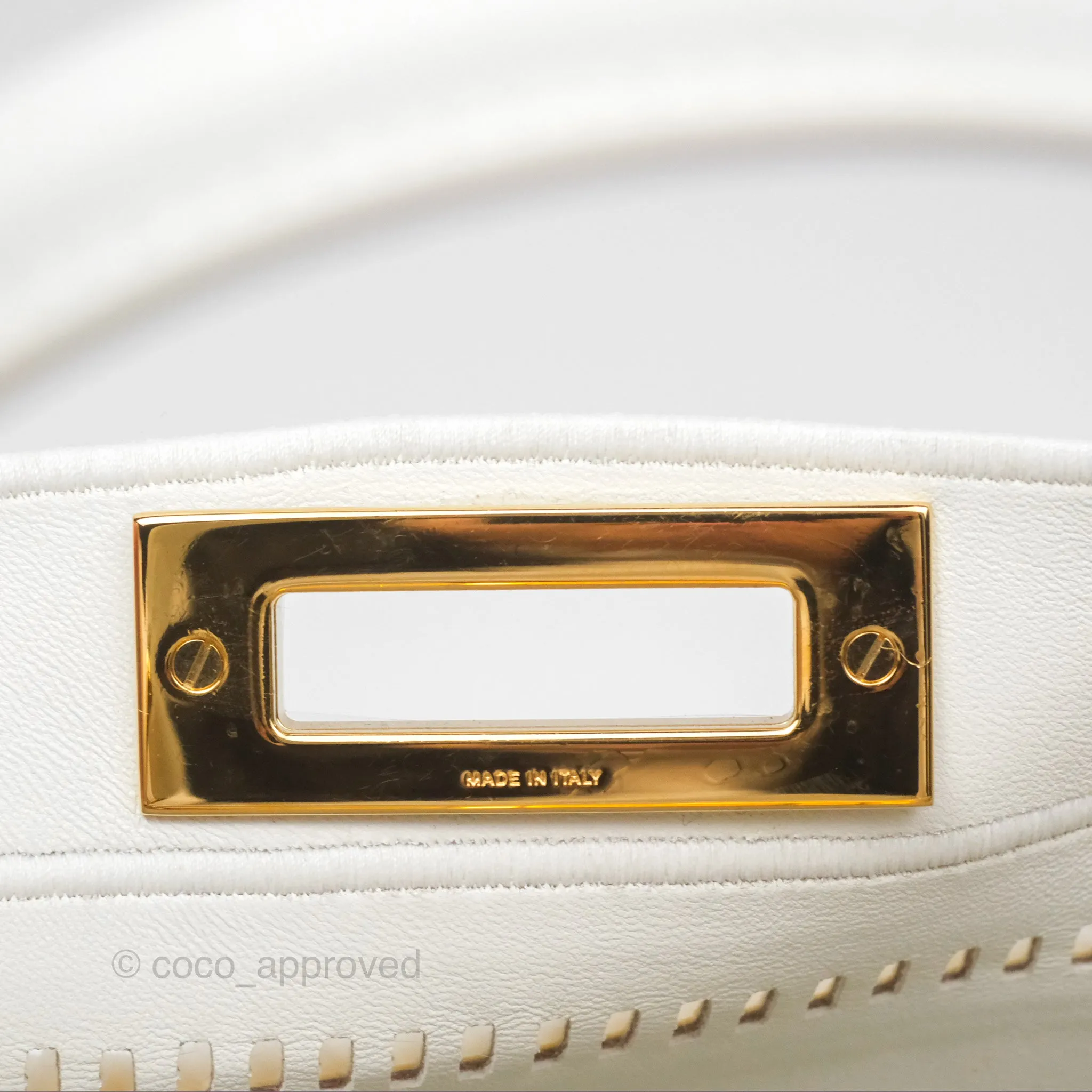 Fendi Peekaboo Medium Mink Fur White Gold Hardware