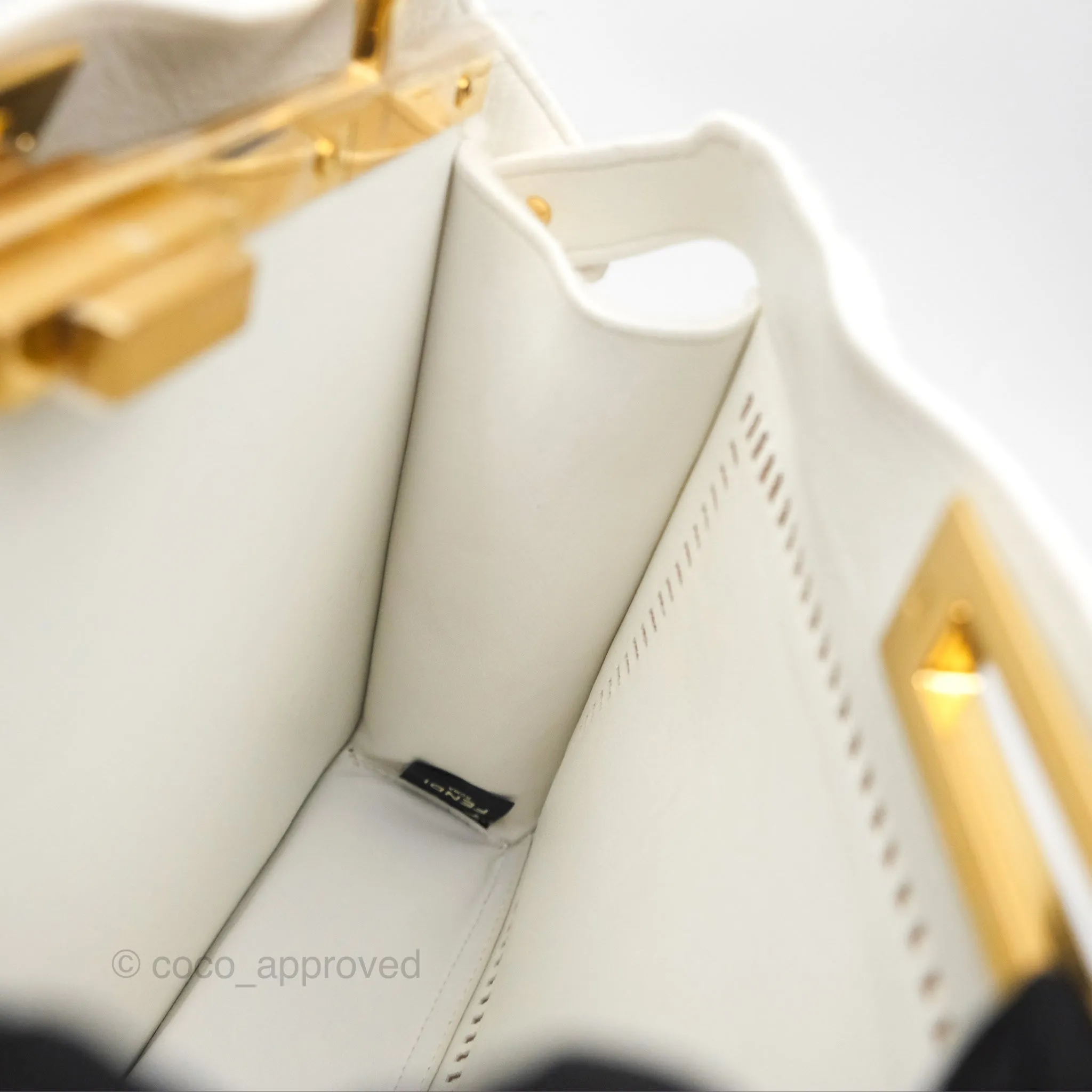 Fendi Peekaboo Medium Mink Fur White Gold Hardware