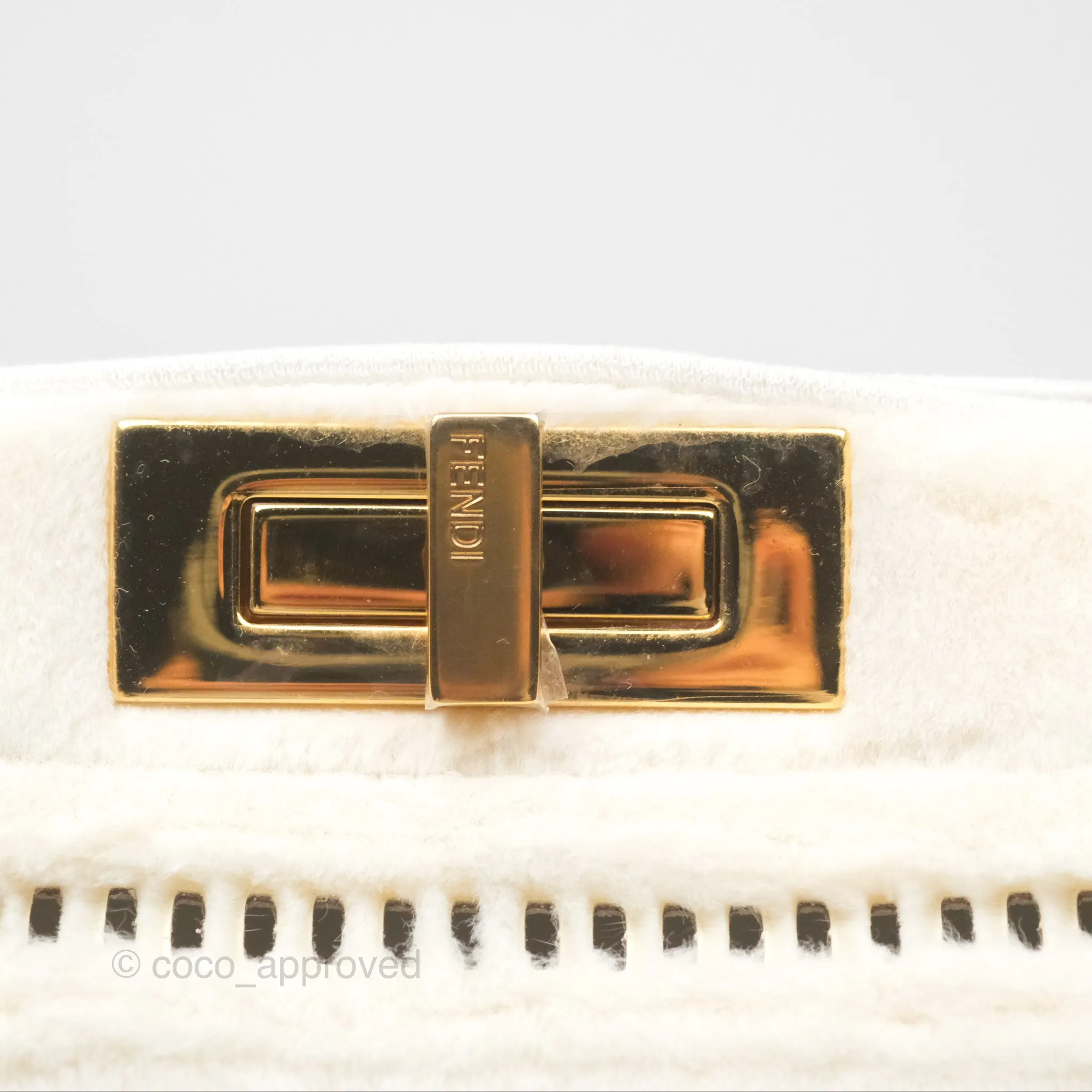 Fendi Peekaboo Medium Mink Fur White Gold Hardware
