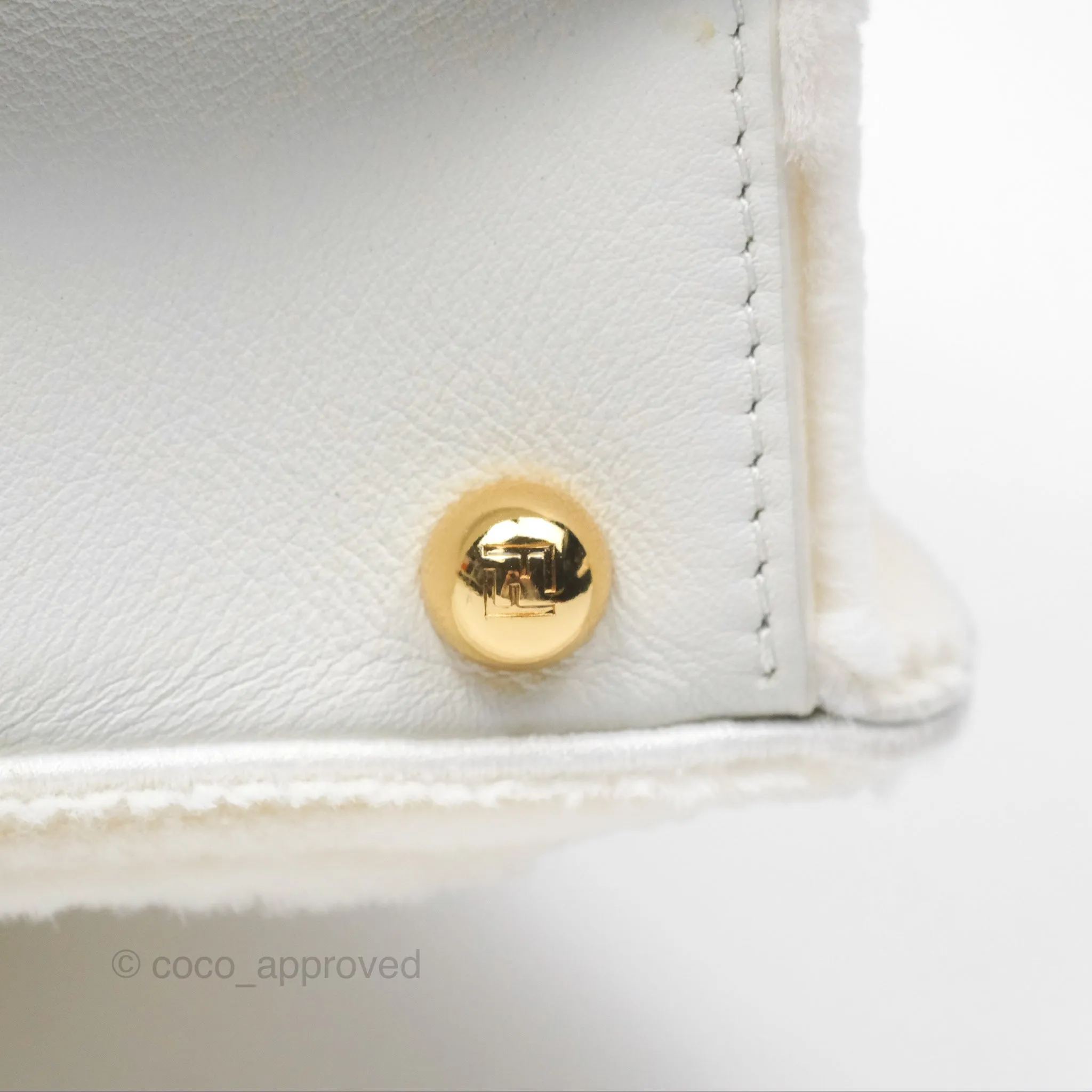 Fendi Peekaboo Medium Mink Fur White Gold Hardware