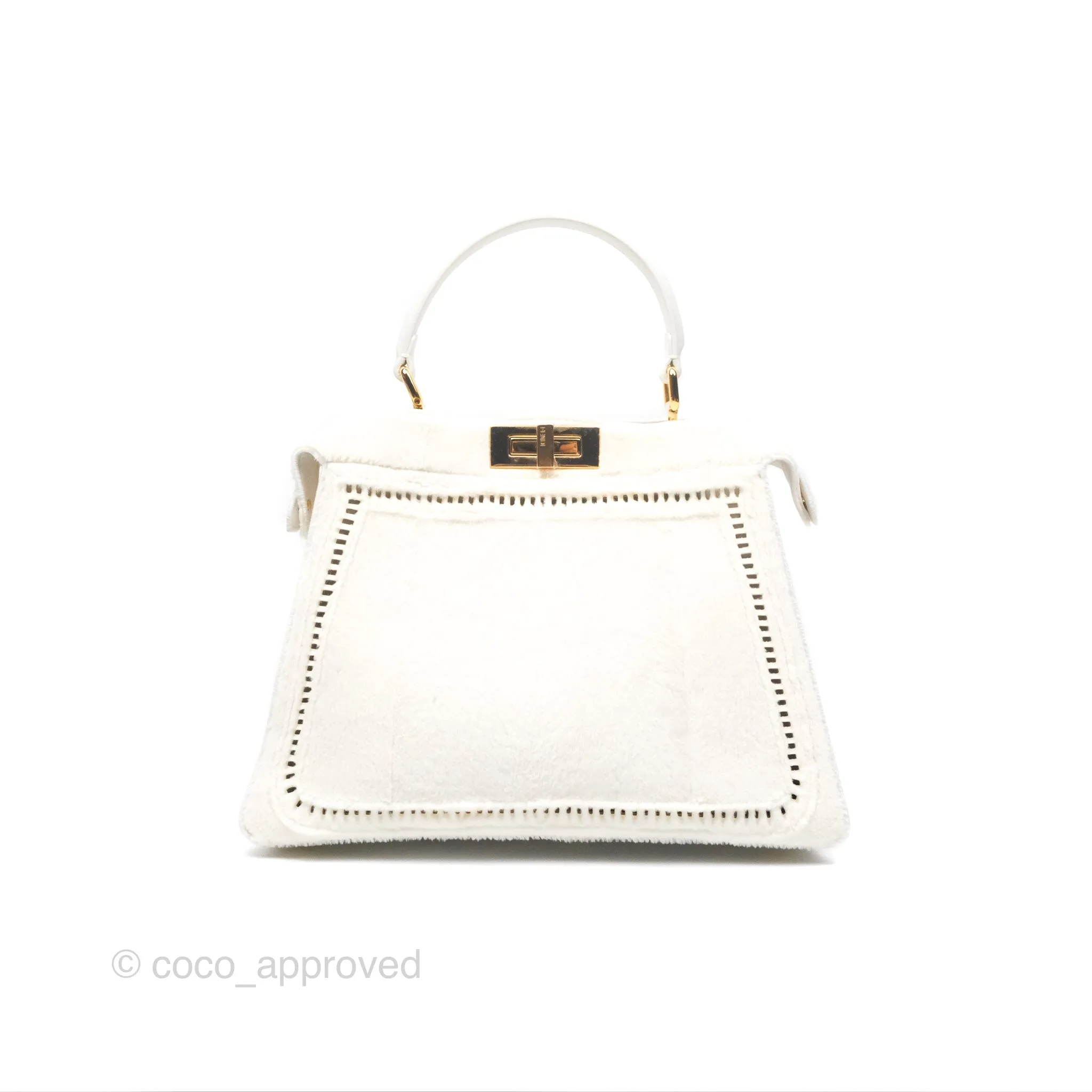 Fendi Peekaboo Medium Mink Fur White Gold Hardware