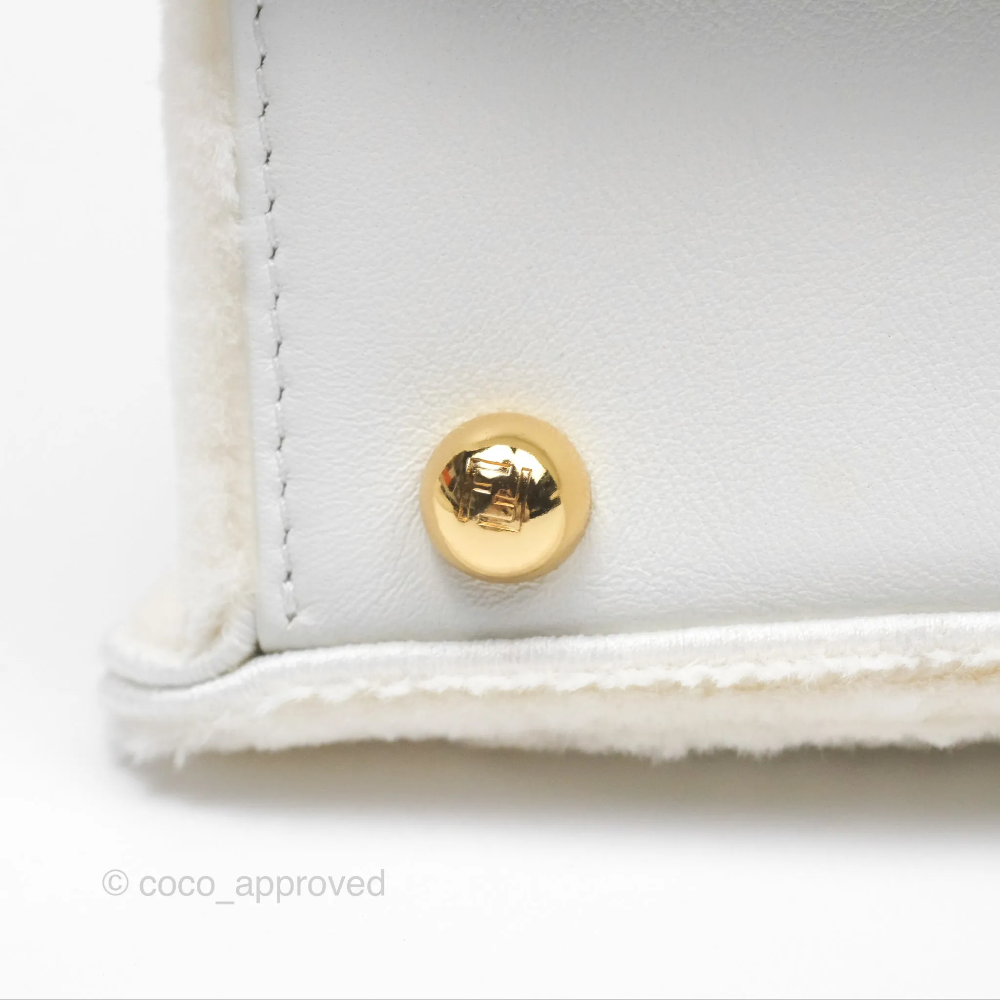 Fendi Peekaboo Medium Mink Fur White Gold Hardware