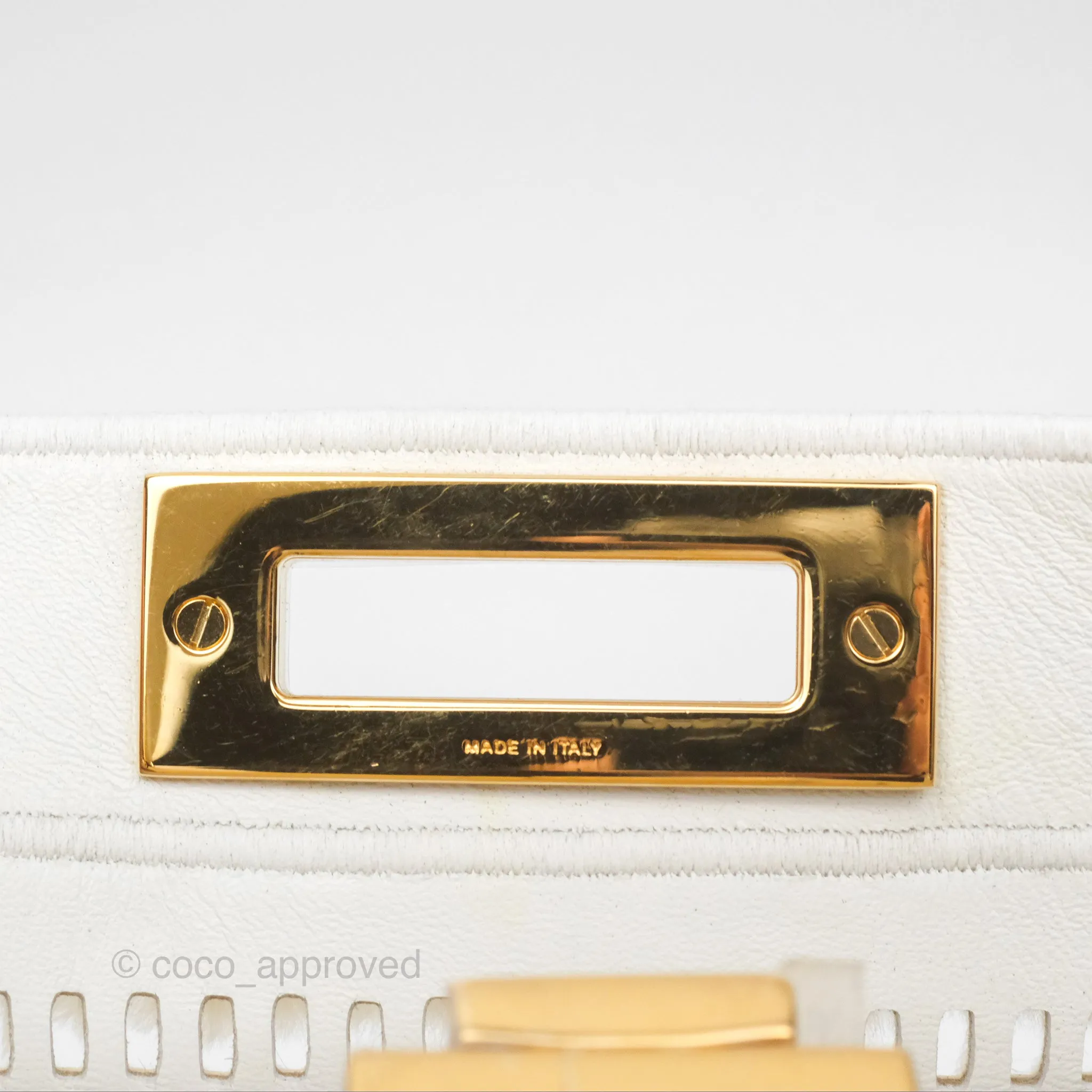 Fendi Peekaboo Medium Mink Fur White Gold Hardware