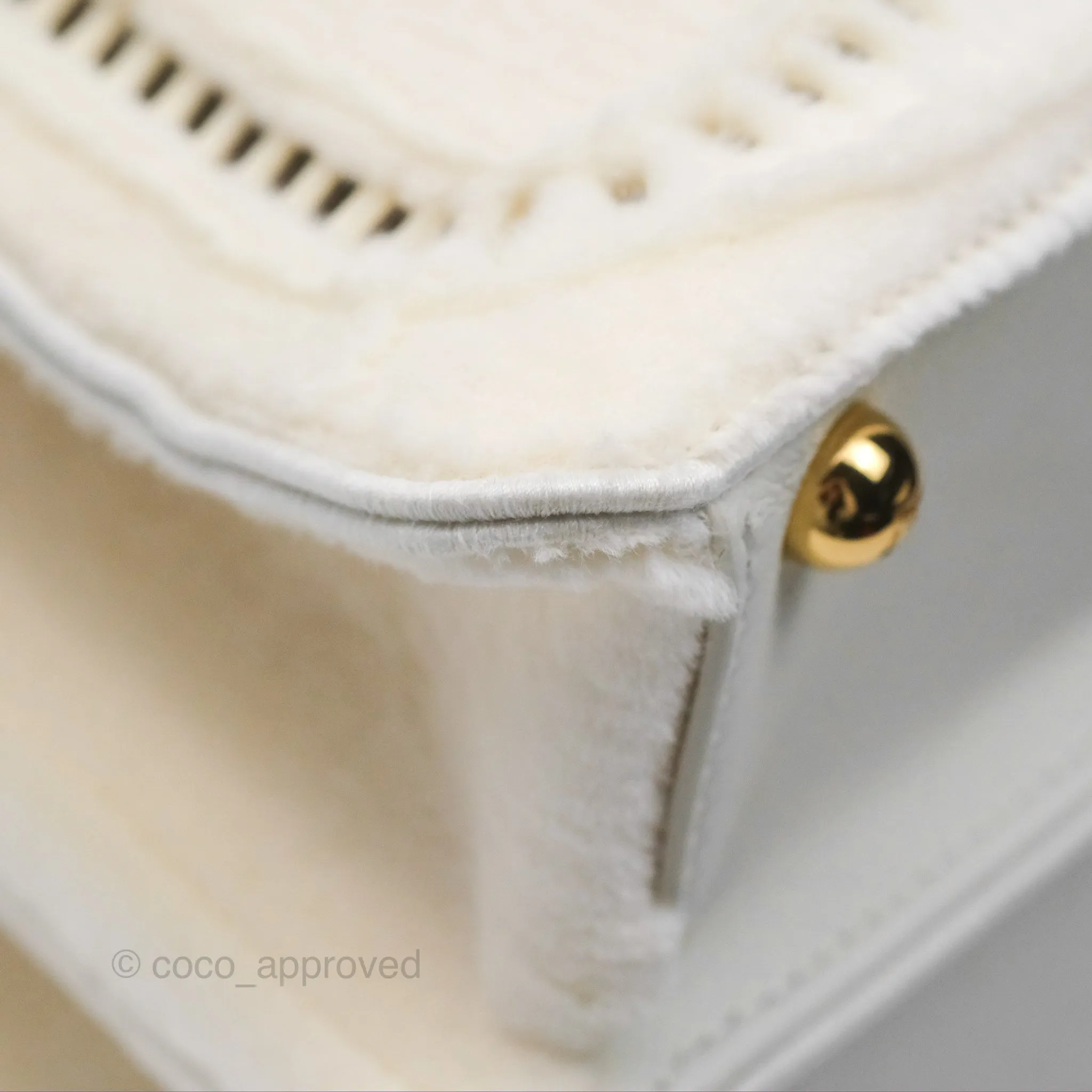 Fendi Peekaboo Medium Mink Fur White Gold Hardware