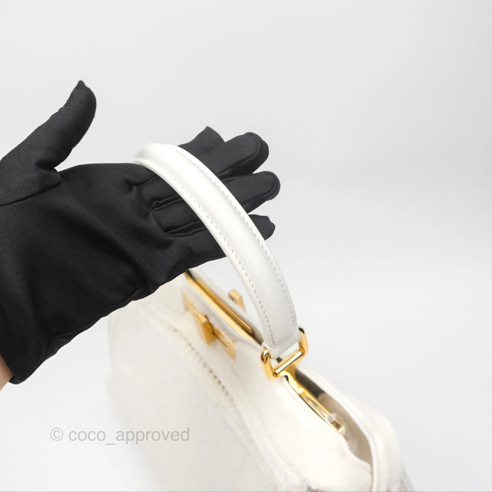 Fendi Peekaboo Medium Mink Fur White Gold Hardware