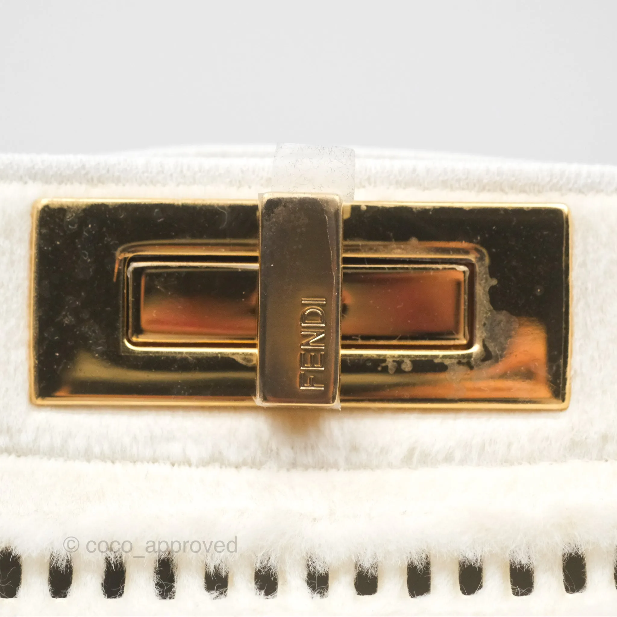 Fendi Peekaboo Medium Mink Fur White Gold Hardware