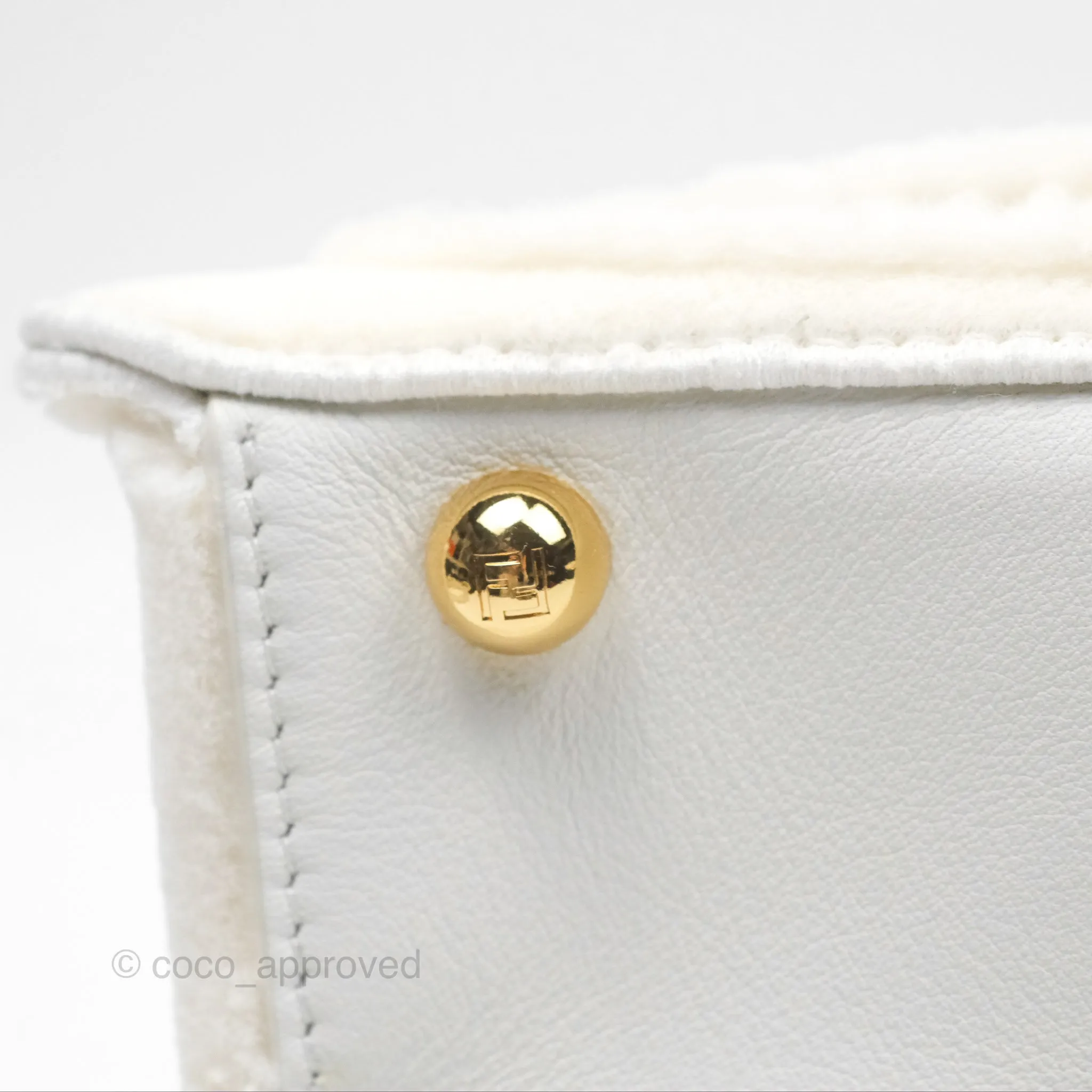 Fendi Peekaboo Medium Mink Fur White Gold Hardware