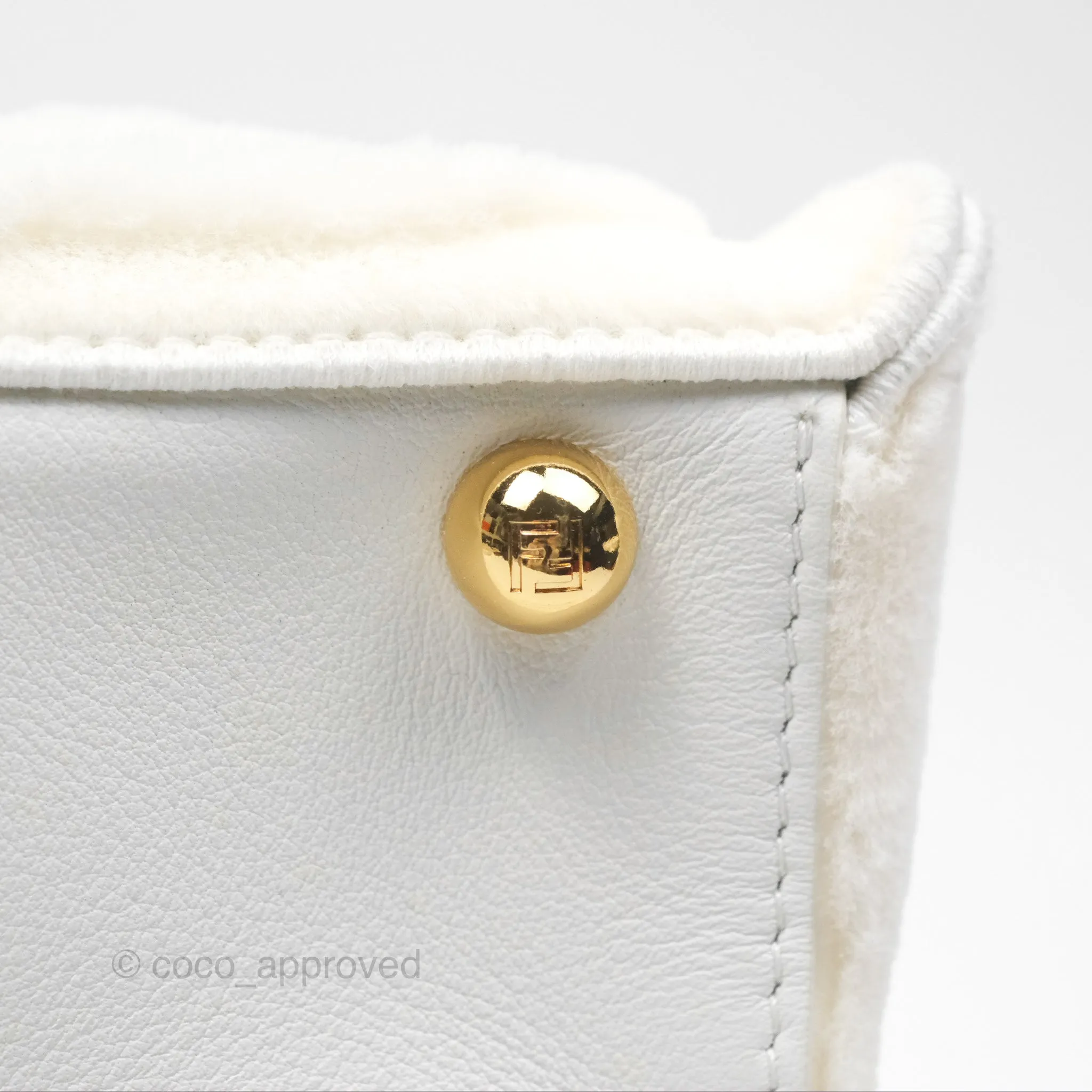 Fendi Peekaboo Medium Mink Fur White Gold Hardware