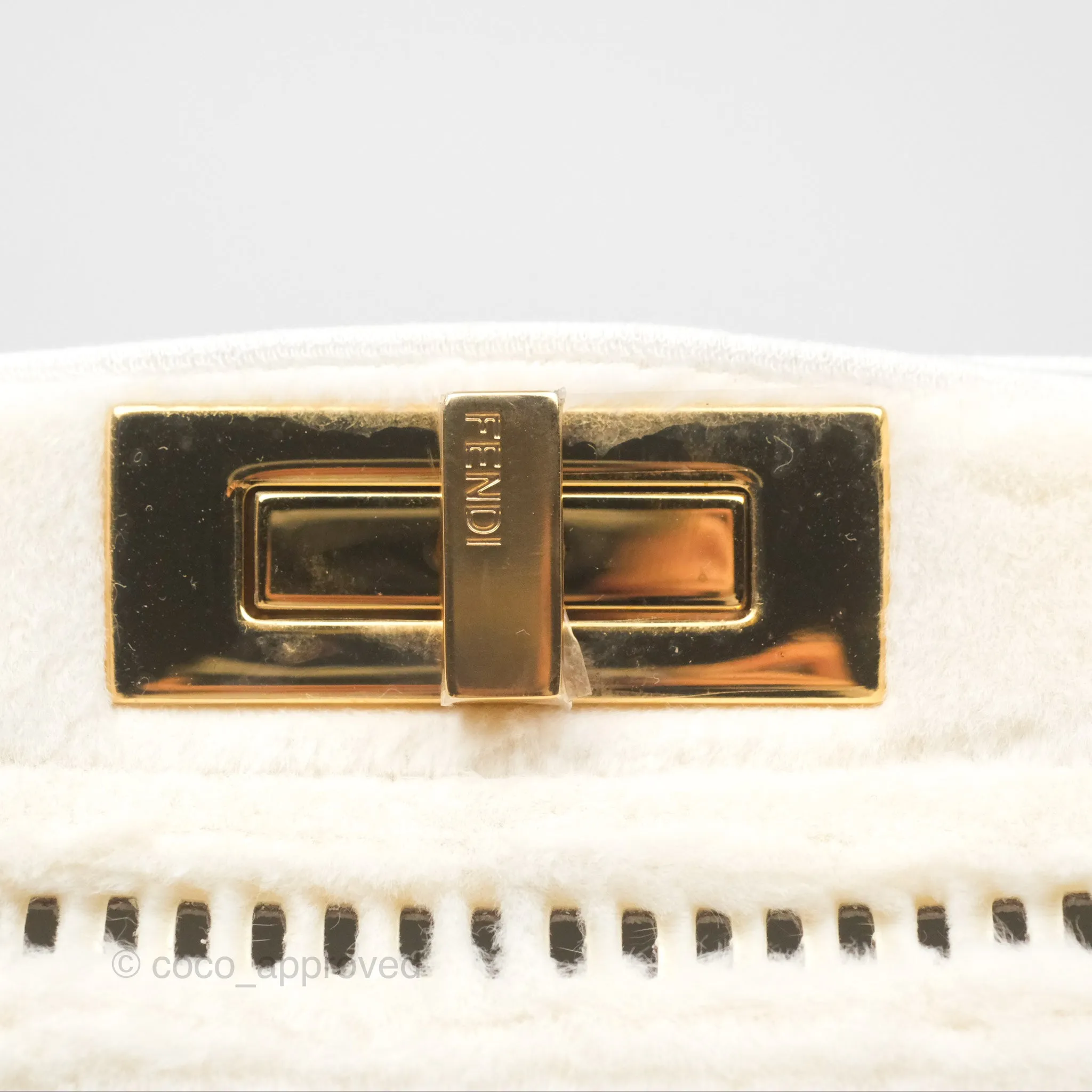 Fendi Peekaboo Medium Mink Fur White Gold Hardware