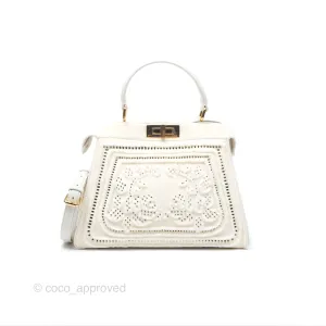 Fendi Peekaboo Medium Mink Fur White Gold Hardware