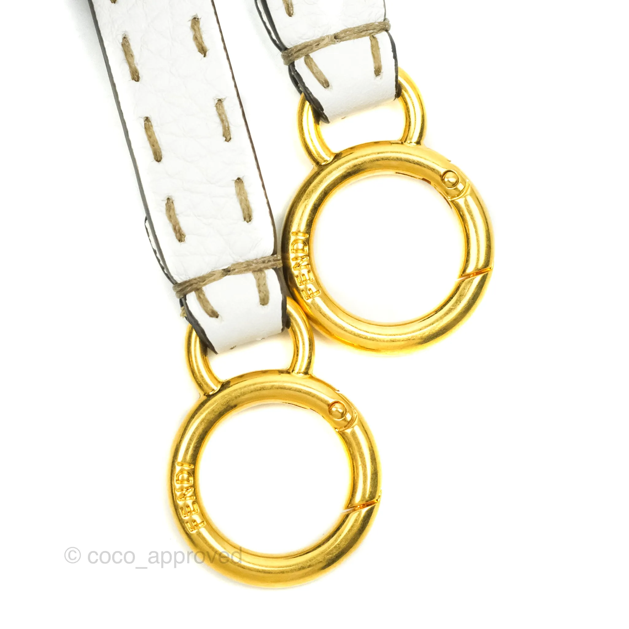 Fendi Peekaboo Mini White Grained Leather Gold Hardware