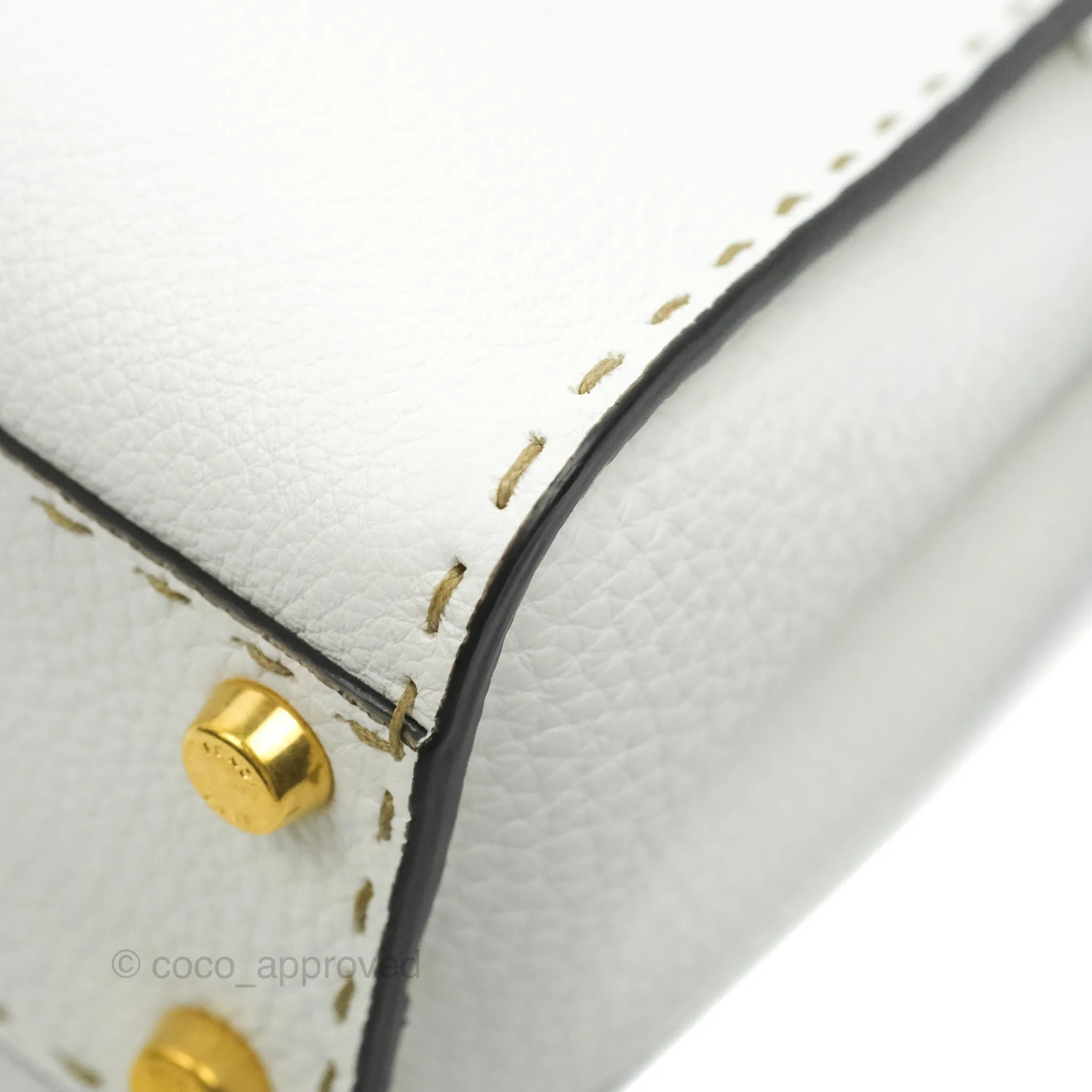 Fendi Peekaboo Mini White Grained Leather Gold Hardware