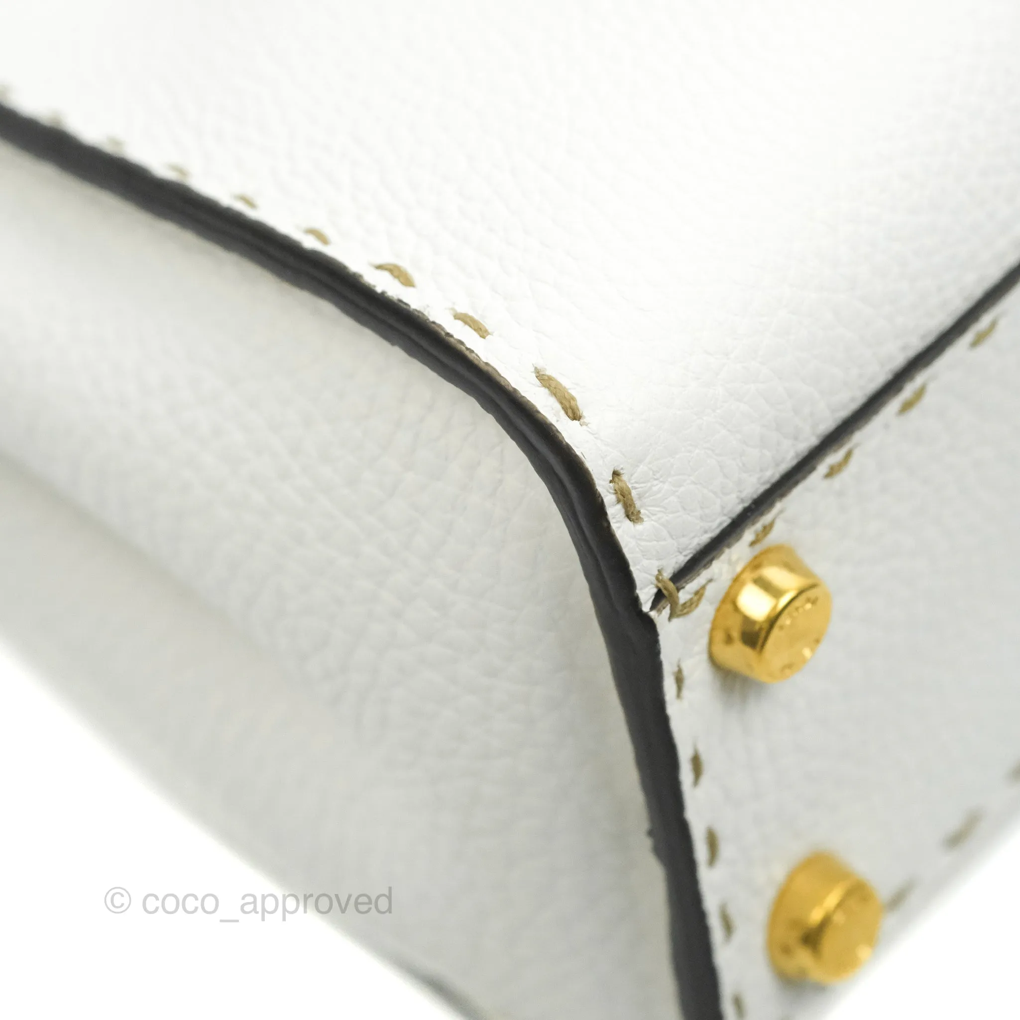 Fendi Peekaboo Mini White Grained Leather Gold Hardware