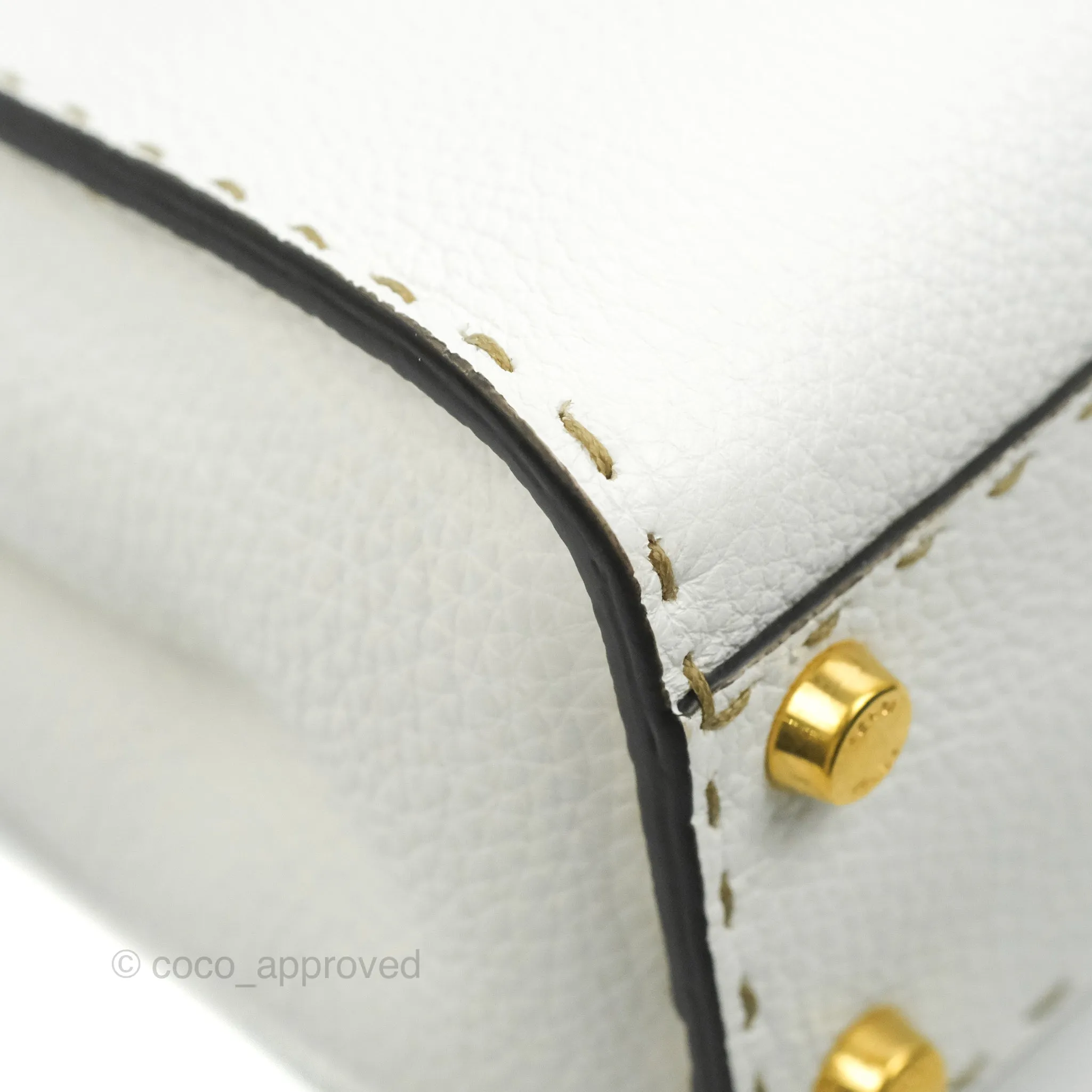 Fendi Peekaboo Mini White Grained Leather Gold Hardware