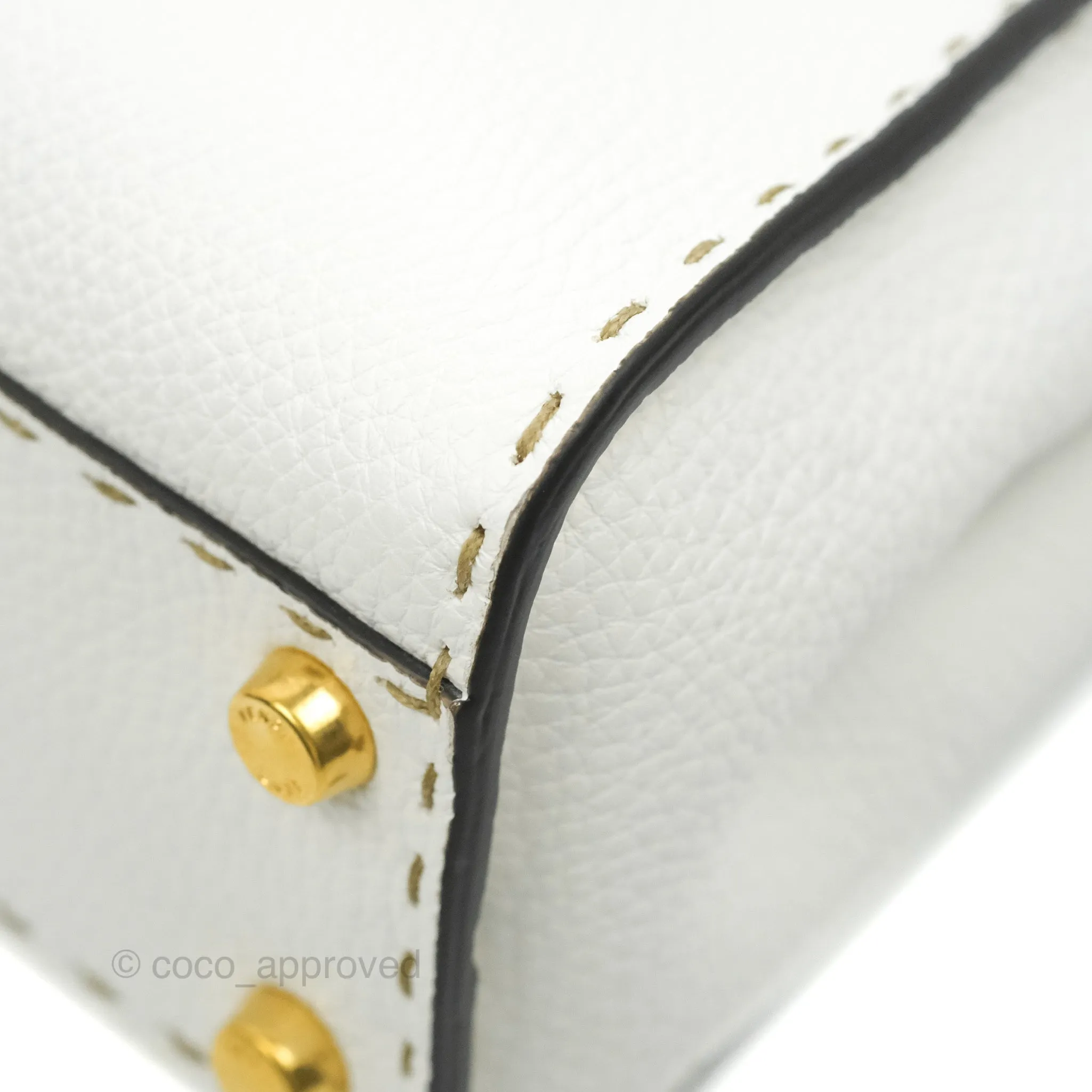 Fendi Peekaboo Mini White Grained Leather Gold Hardware