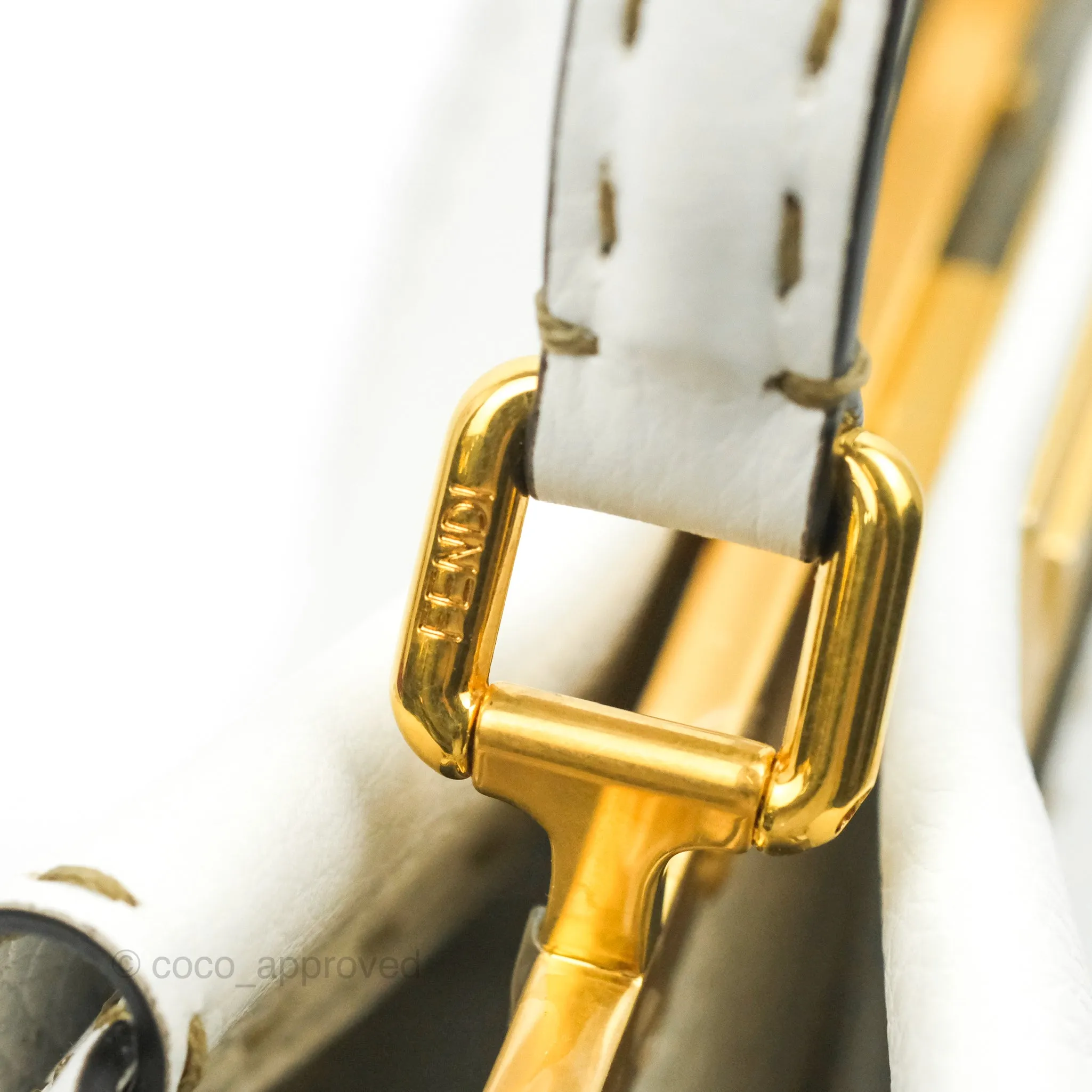 Fendi Peekaboo Mini White Grained Leather Gold Hardware