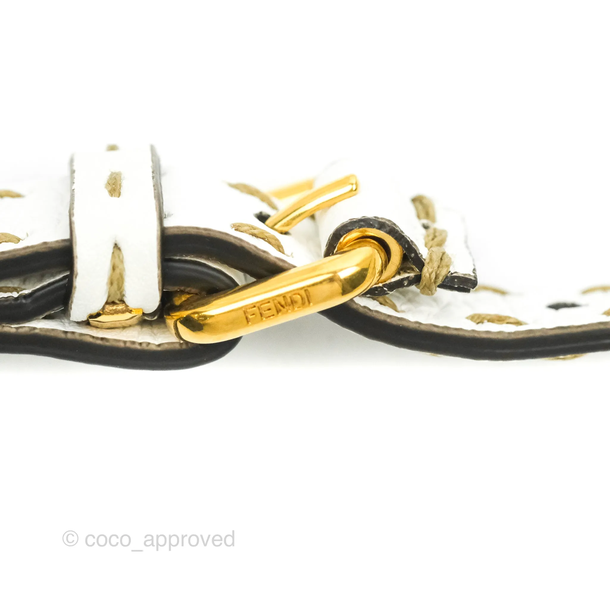 Fendi Peekaboo Mini White Grained Leather Gold Hardware