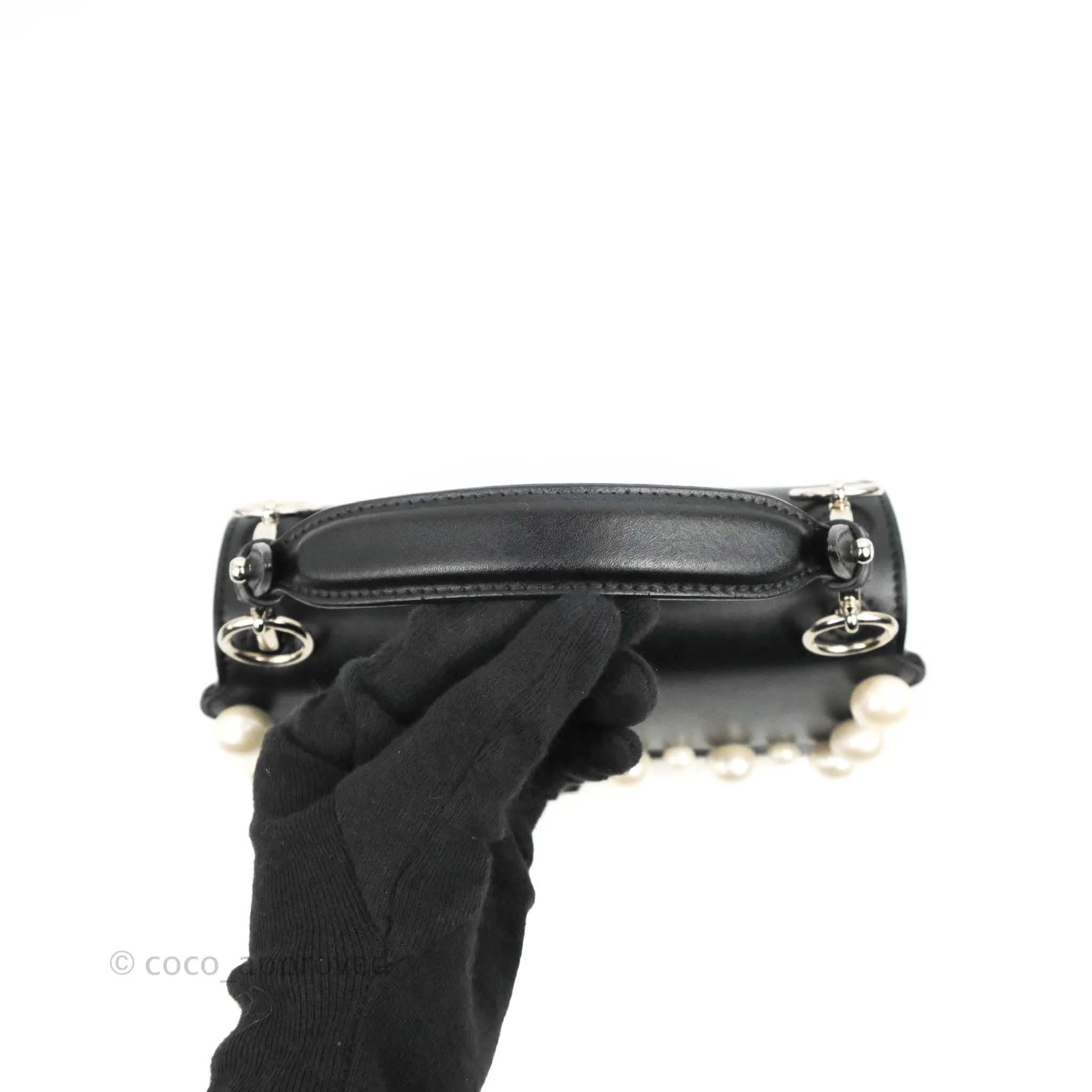 Fendi Scalloped Studded Pearl Small Kan I Shoulder Bag Black Calfskin