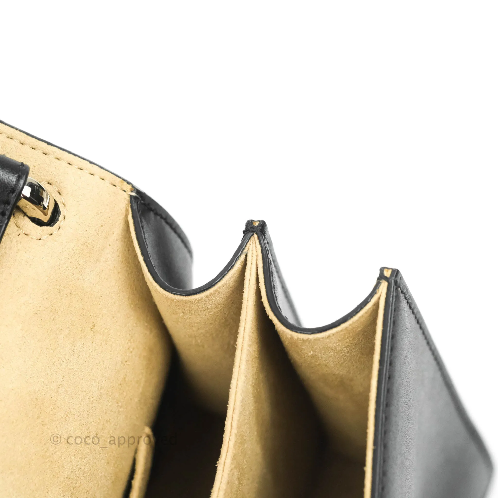Fendi Scalloped Studded Pearl Small Kan I Shoulder Bag Black Calfskin