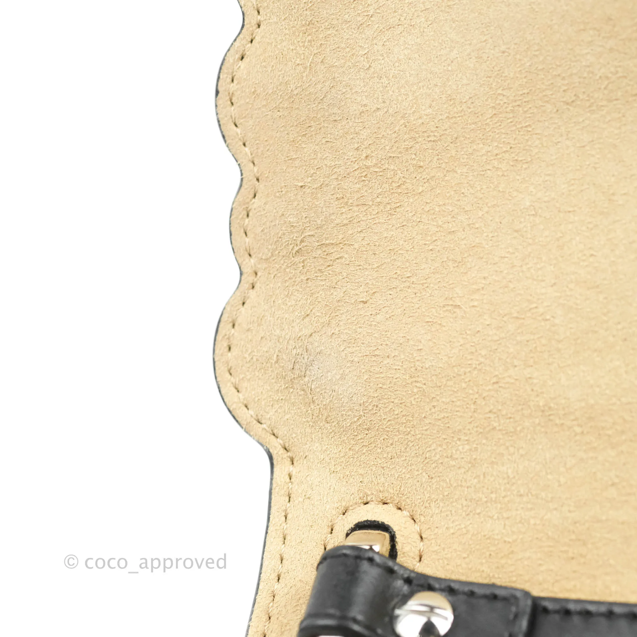 Fendi Scalloped Studded Pearl Small Kan I Shoulder Bag Black Calfskin