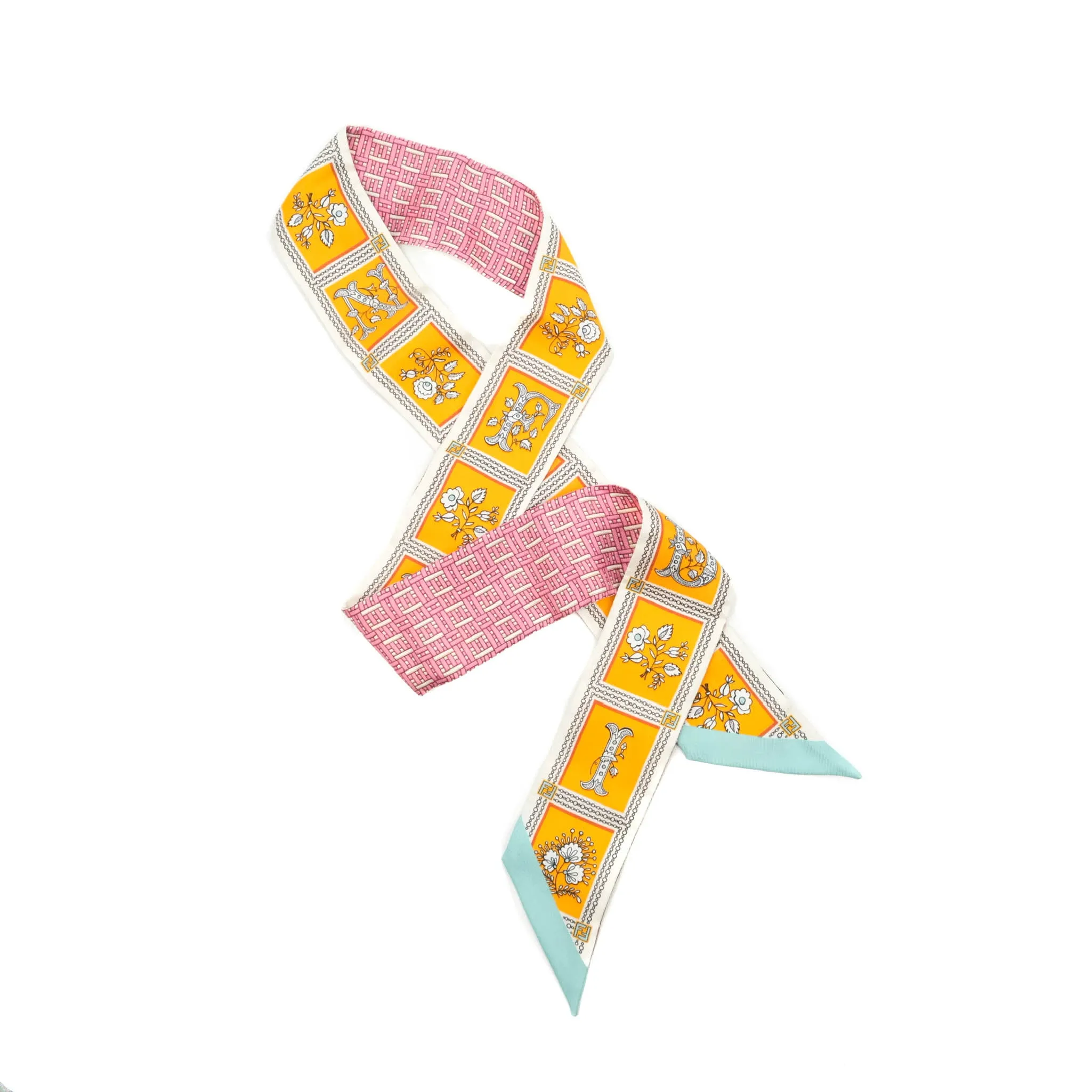 Fendi Silk Twilly Orange & Pink
