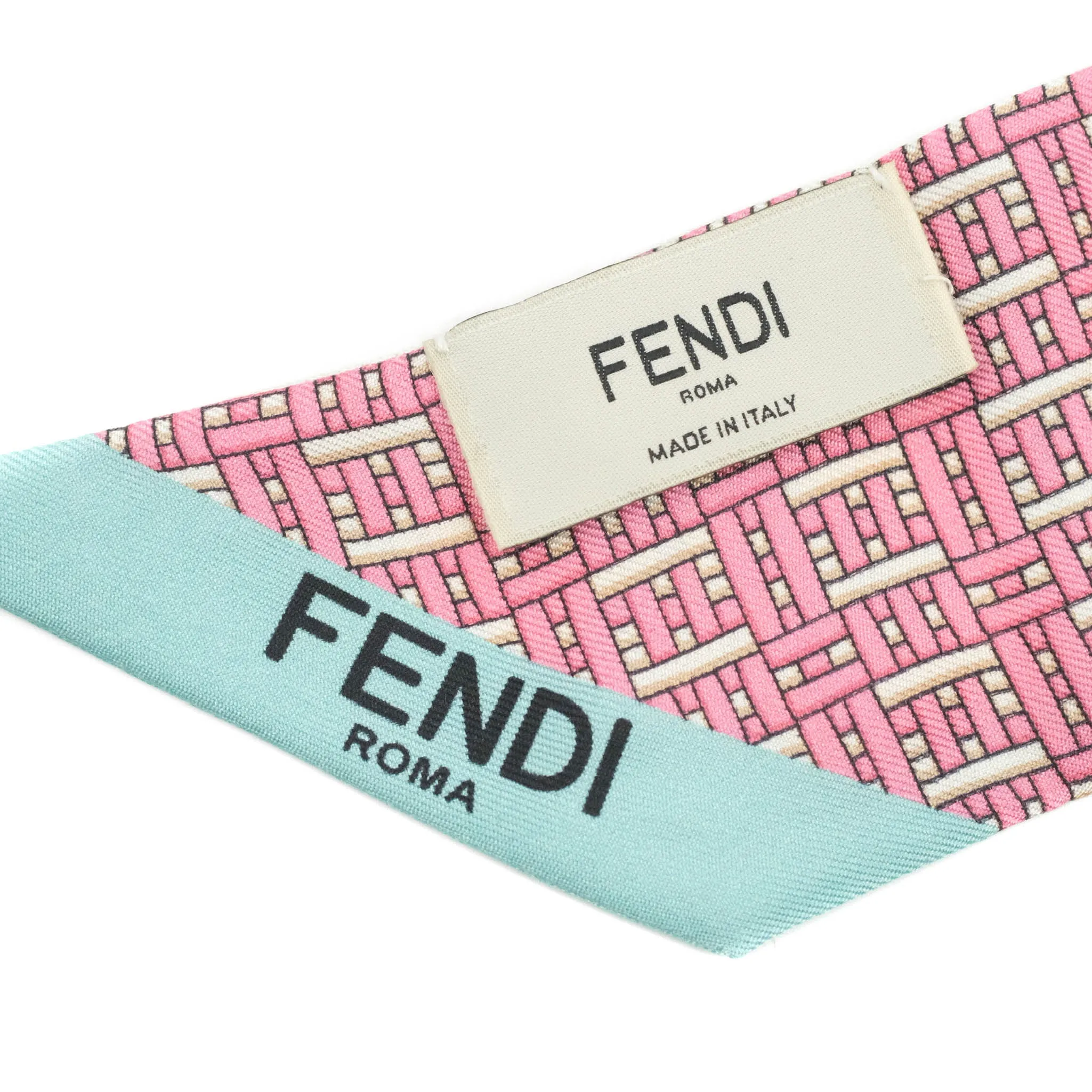 Fendi Silk Twilly Orange & Pink