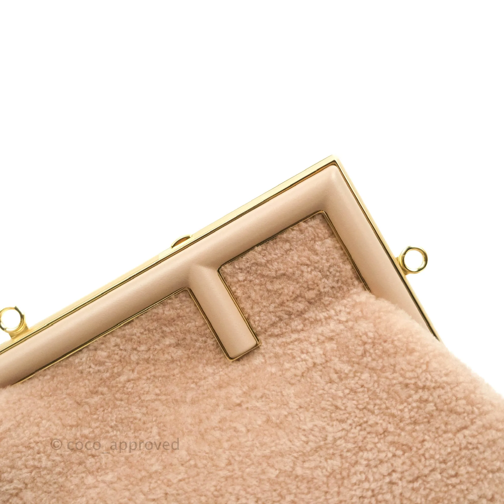 Fendi Small First Bag Pale Pink Merino Shearling Gold Hardware