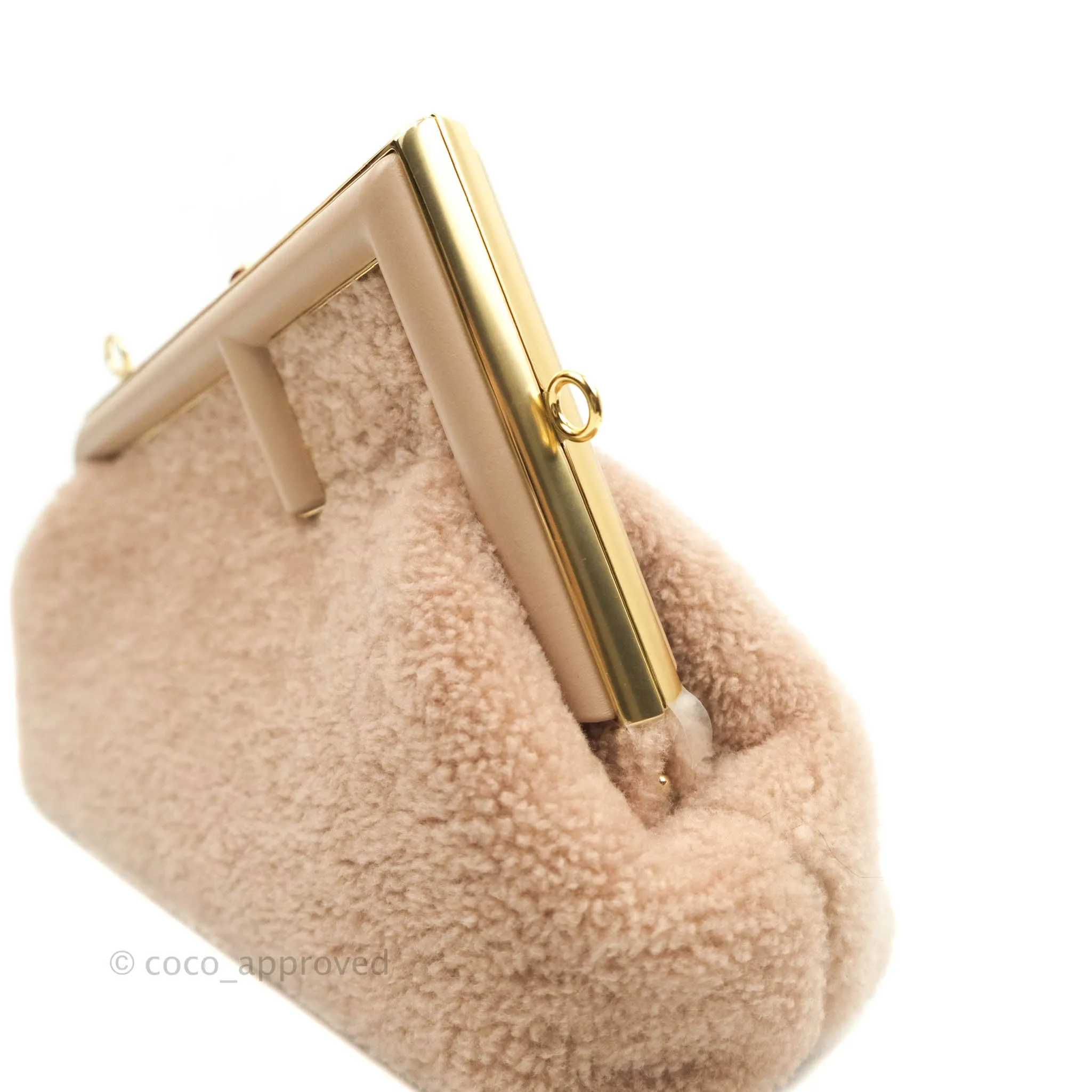 Fendi Small First Bag Pale Pink Merino Shearling Gold Hardware