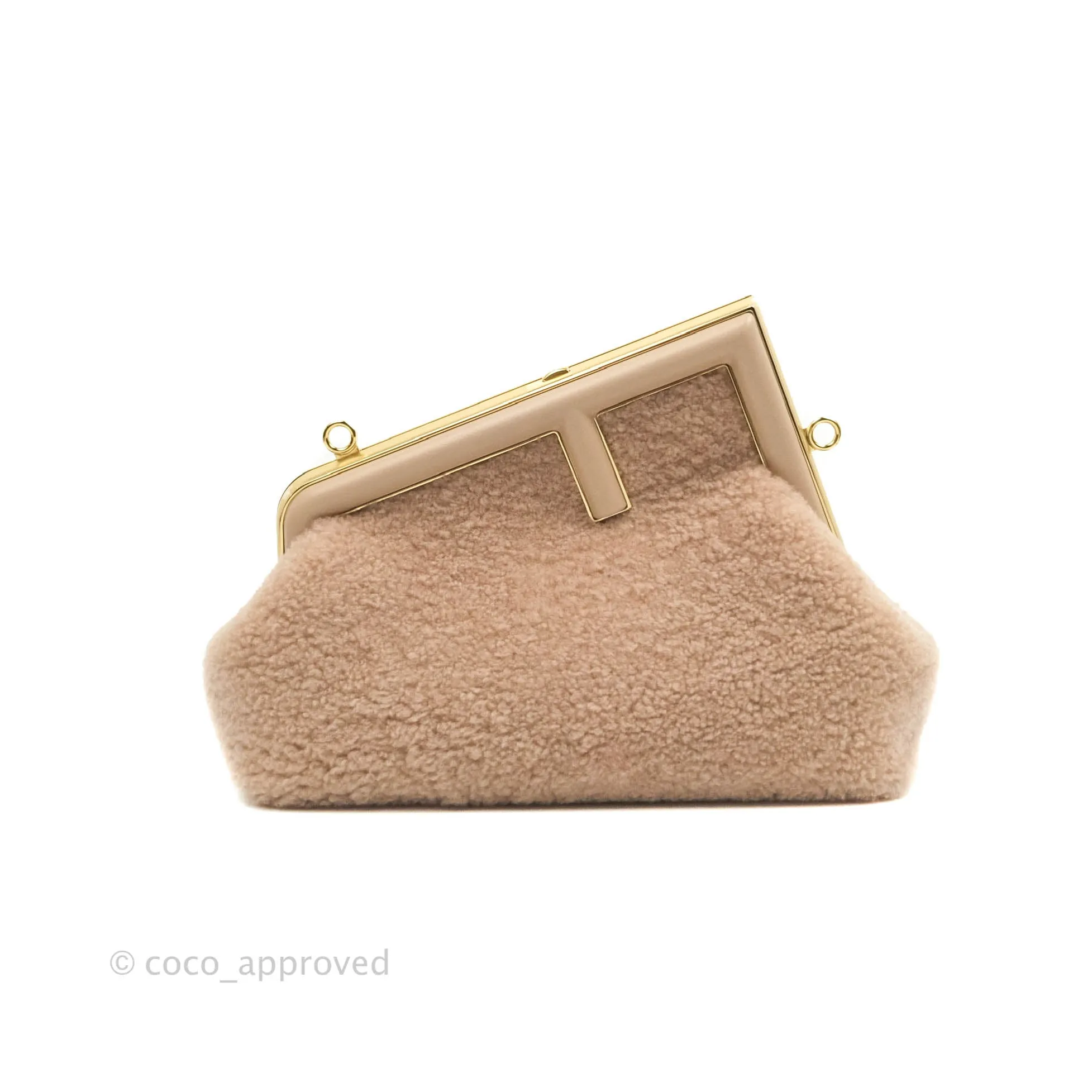 Fendi Small First Bag Pale Pink Merino Shearling Gold Hardware