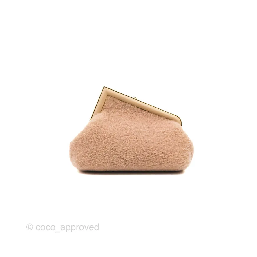 Fendi Small First Bag Pale Pink Merino Shearling Gold Hardware