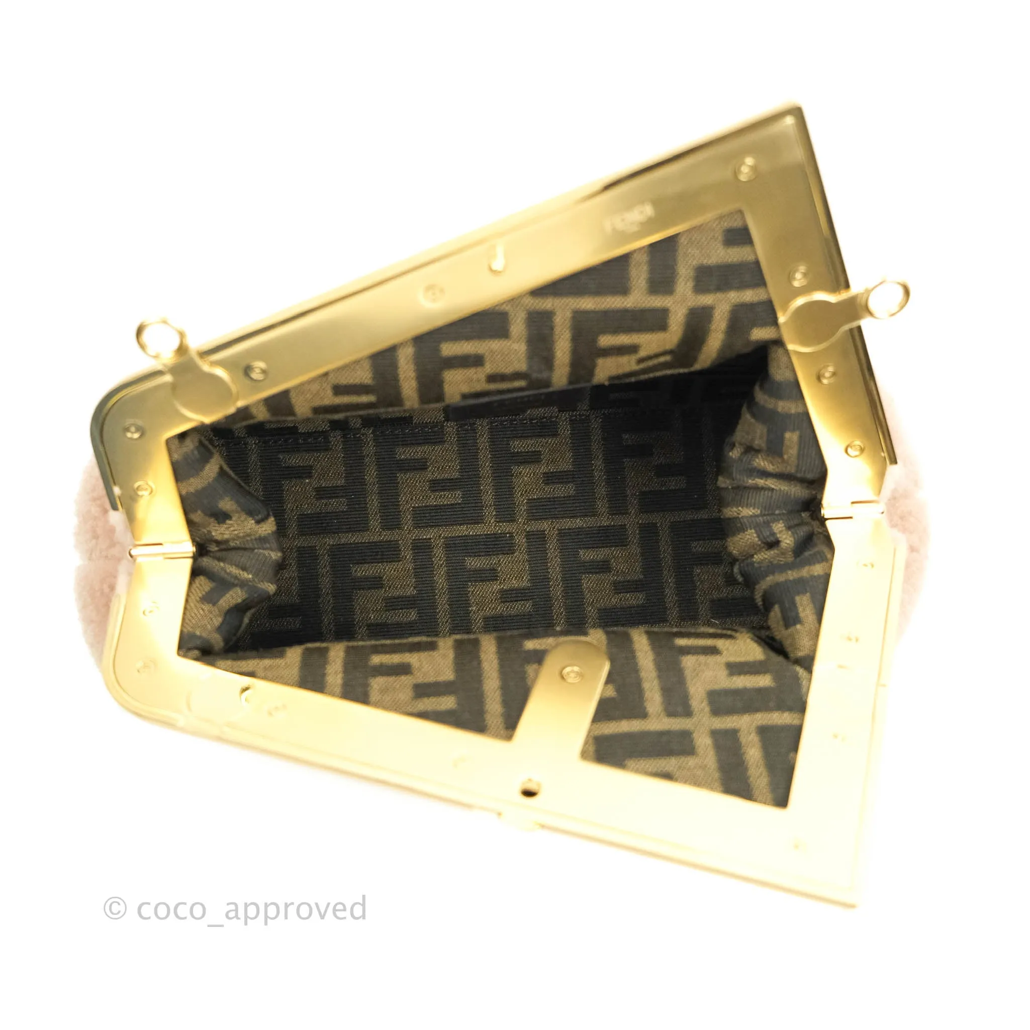 Fendi Small First Bag Pale Pink Merino Shearling Gold Hardware
