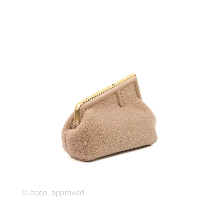 Fendi Small First Bag Pale Pink Merino Shearling Gold Hardware