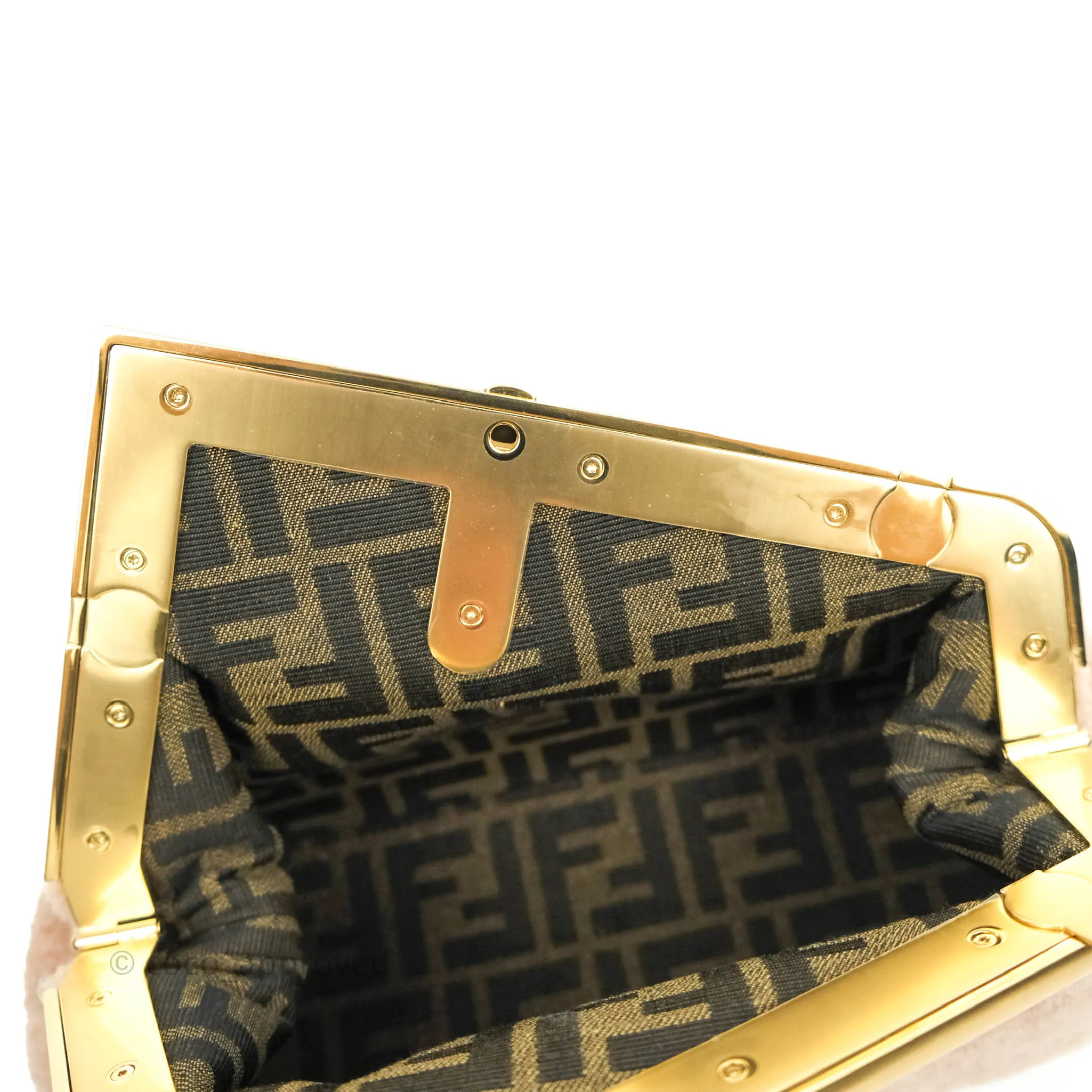 Fendi Small First Bag Pale Pink Merino Shearling Gold Hardware