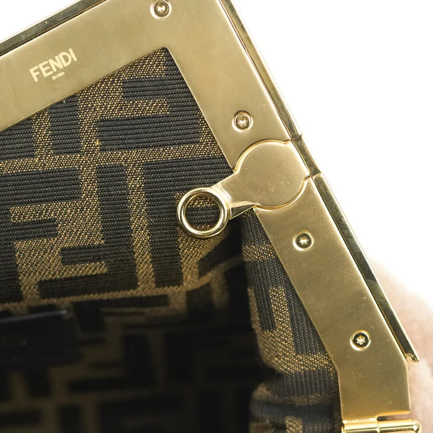 Fendi Small First Bag Pale Pink Merino Shearling Gold Hardware