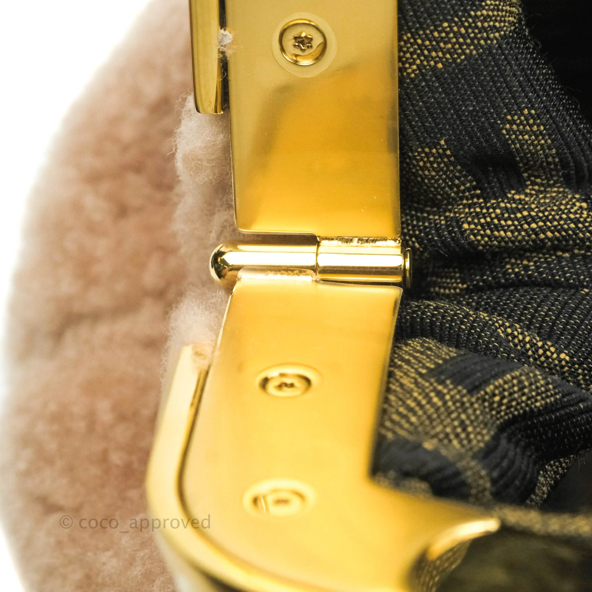 Fendi Small First Bag Pale Pink Merino Shearling Gold Hardware