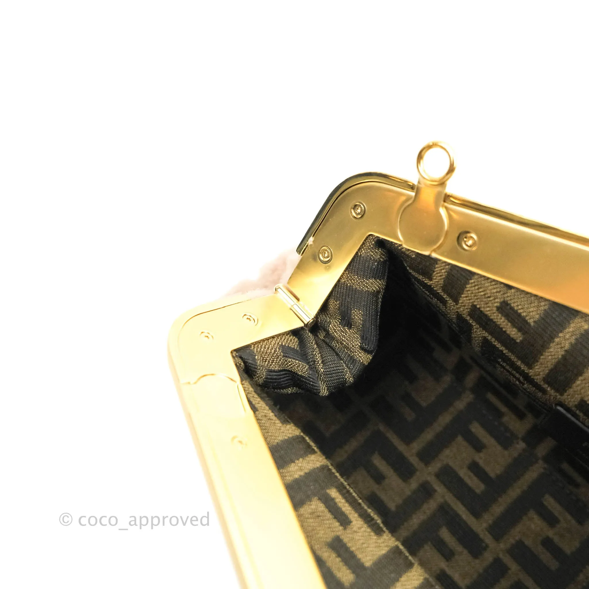 Fendi Small First Bag Pale Pink Merino Shearling Gold Hardware