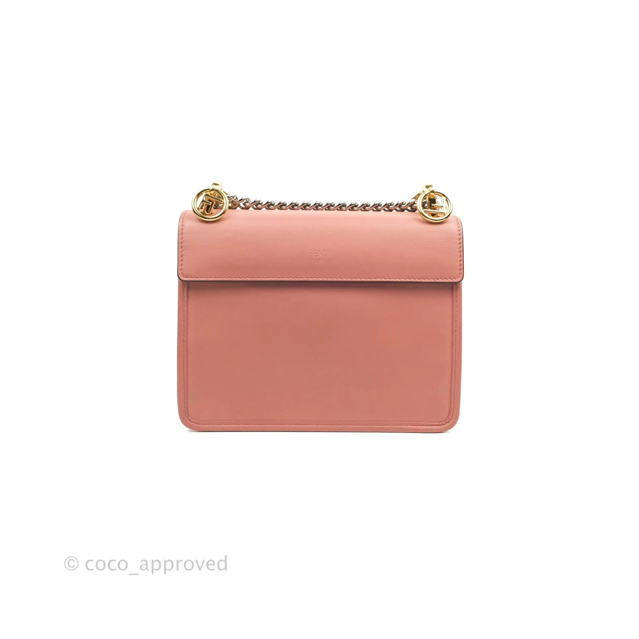 Fendi Small Kan I Shoulder Bag Rosy Pink Calfskin Gold & Silver Hardware