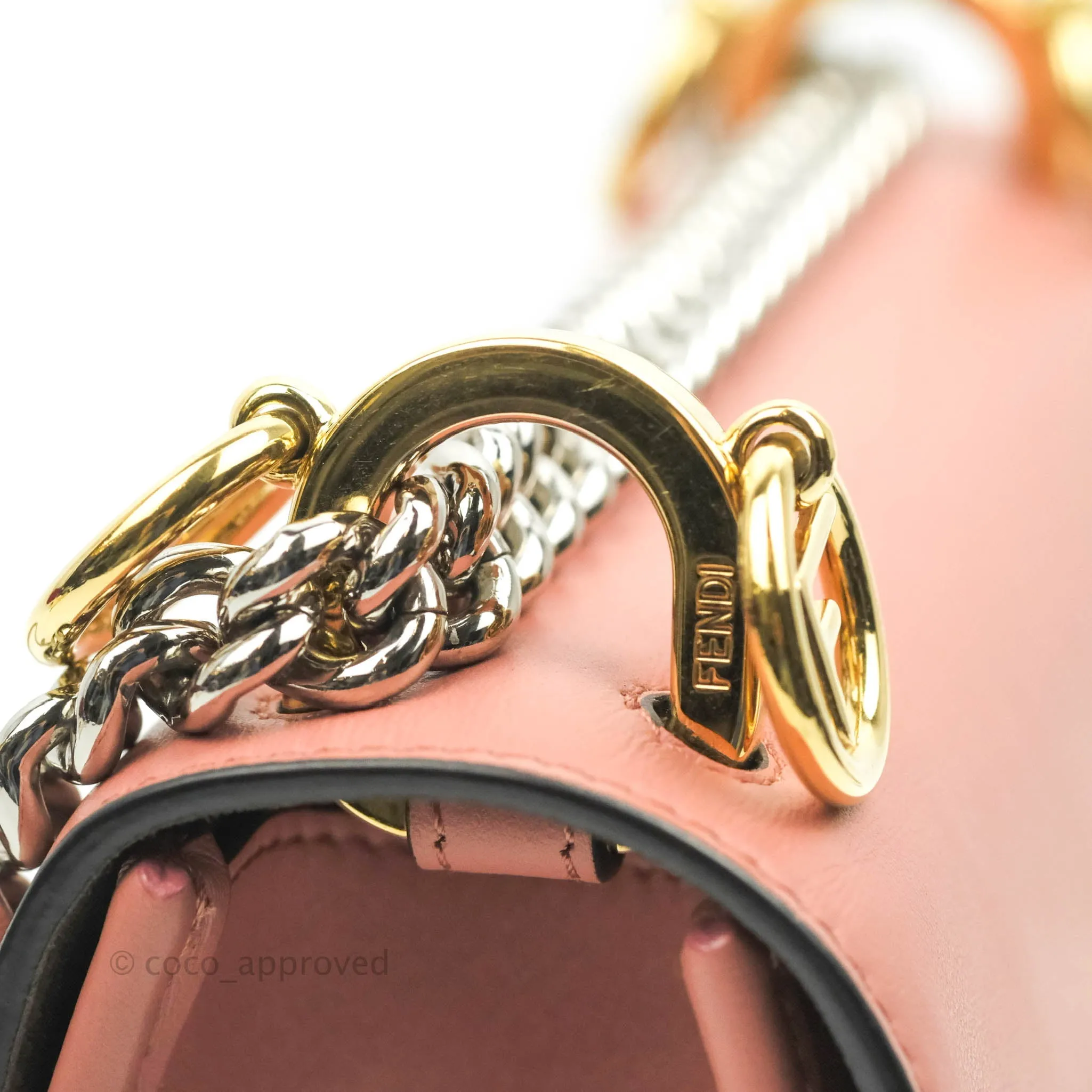 Fendi Small Kan I Shoulder Bag Rosy Pink Calfskin Gold & Silver Hardware
