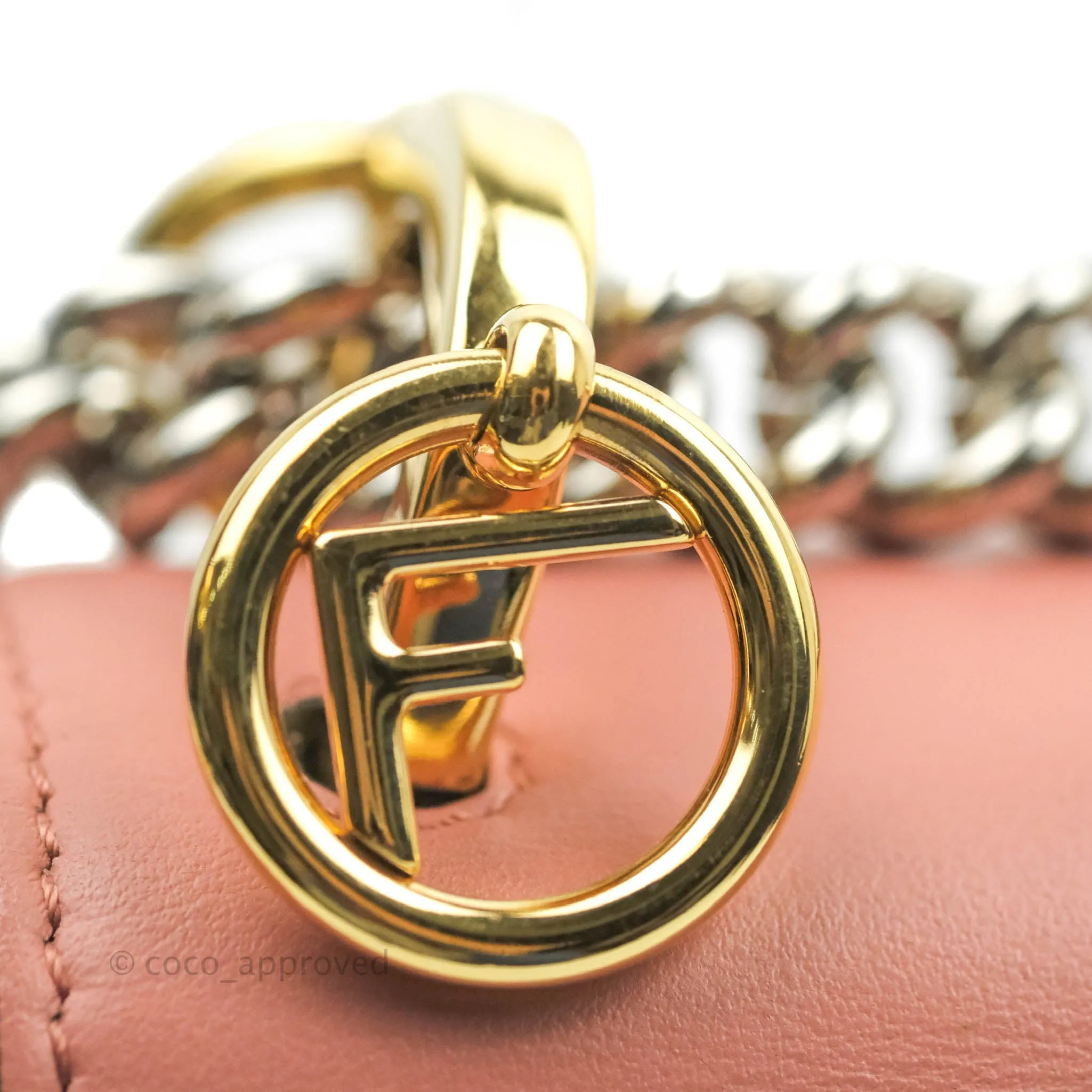 Fendi Small Kan I Shoulder Bag Rosy Pink Calfskin Gold & Silver Hardware