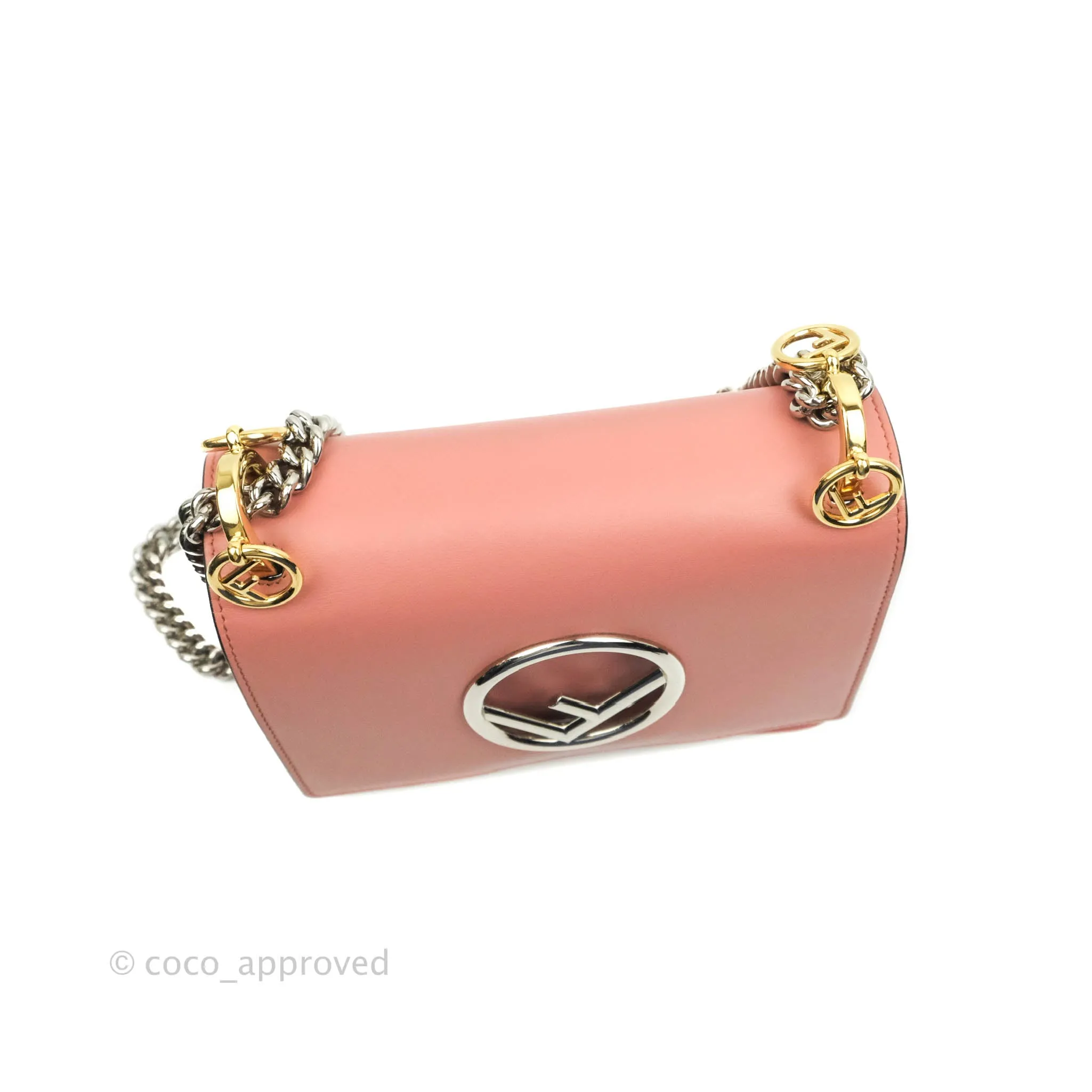 Fendi Small Kan I Shoulder Bag Rosy Pink Calfskin Gold & Silver Hardware