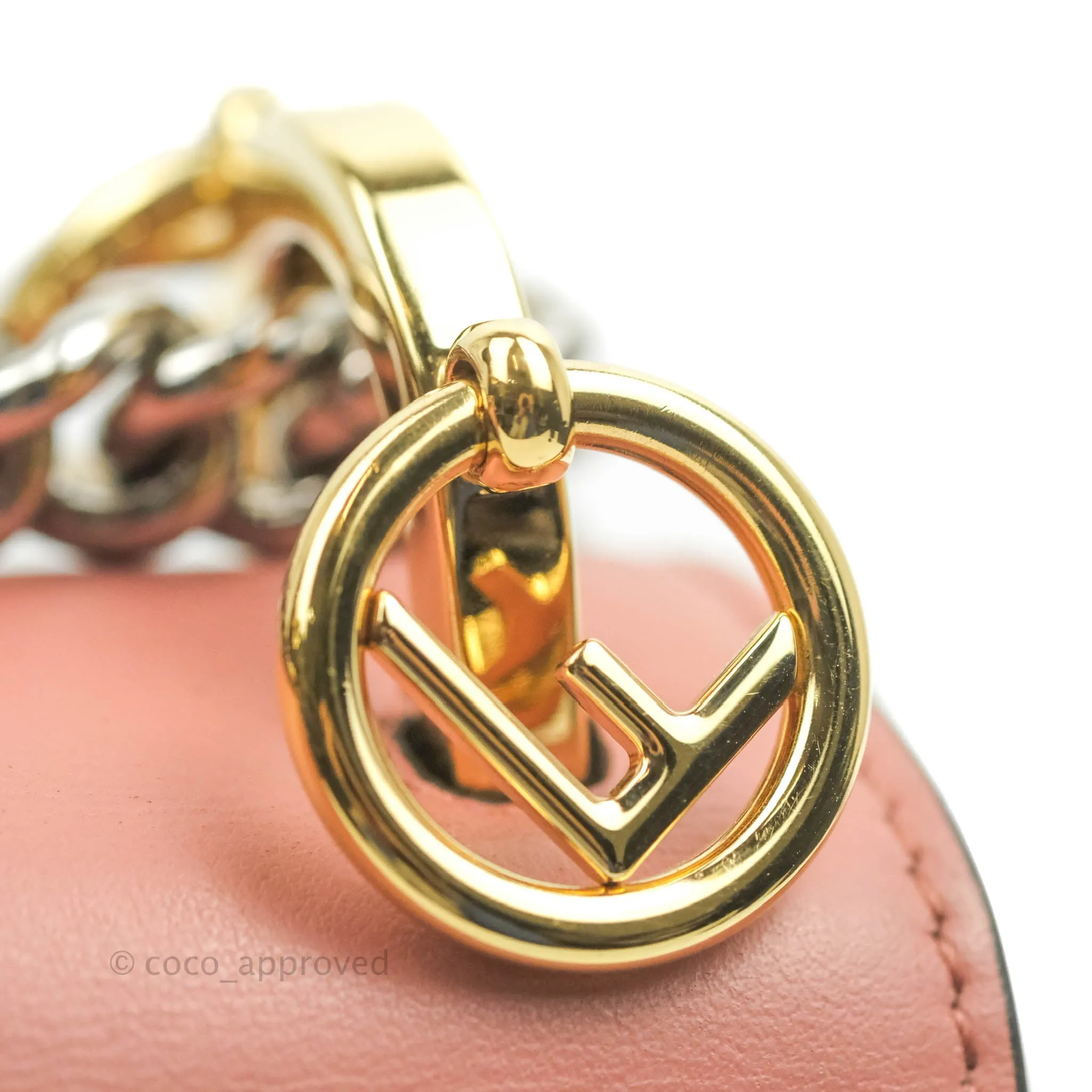Fendi Small Kan I Shoulder Bag Rosy Pink Calfskin Gold & Silver Hardware