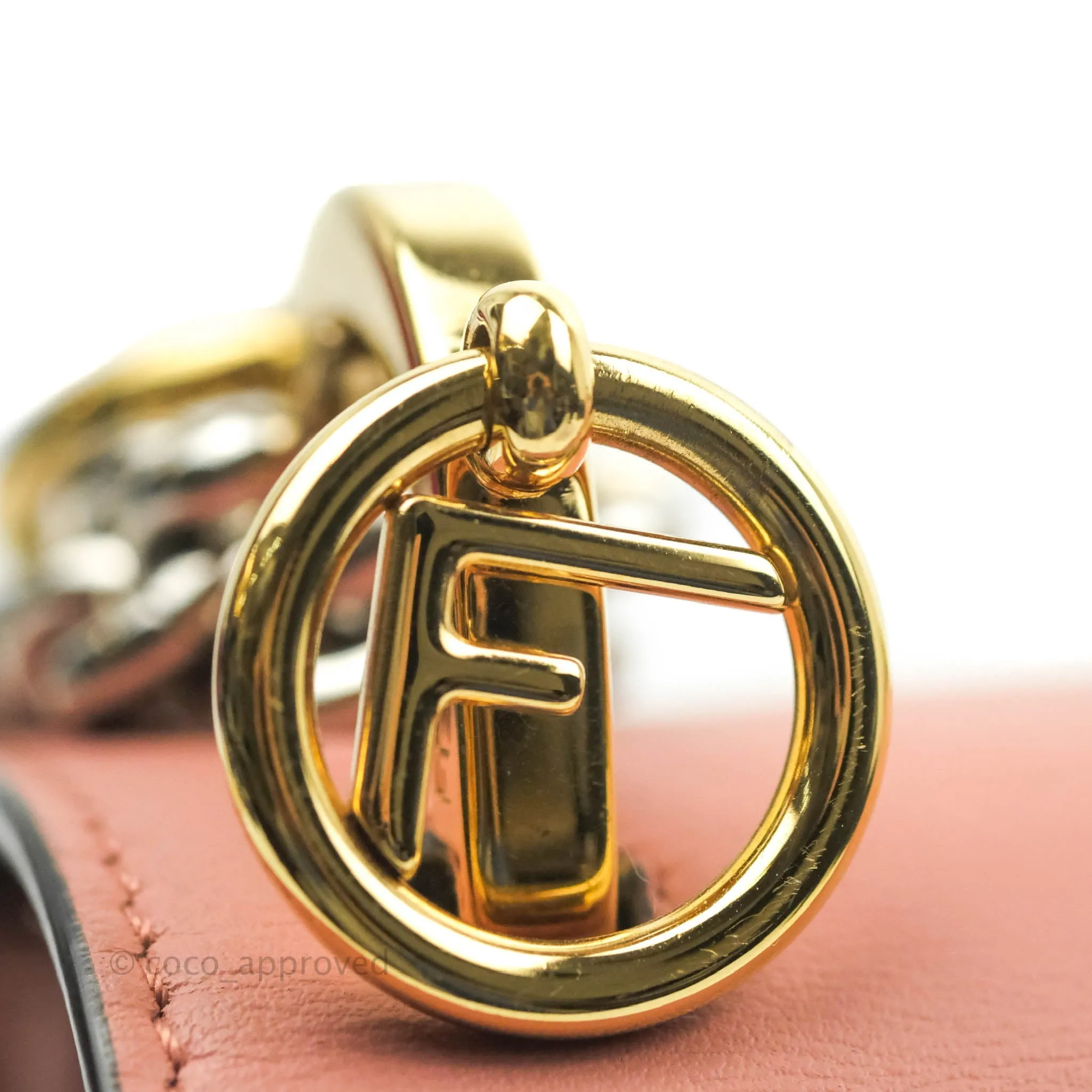 Fendi Small Kan I Shoulder Bag Rosy Pink Calfskin Gold & Silver Hardware