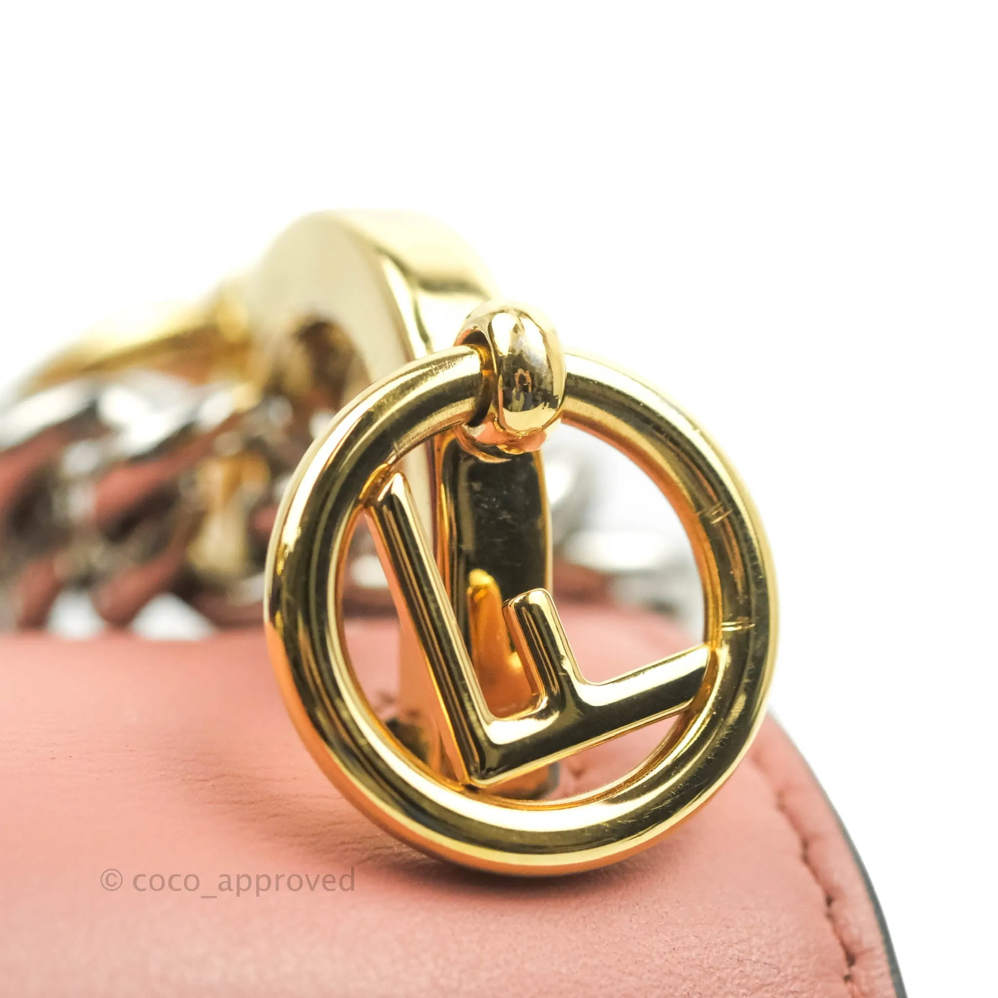 Fendi Small Kan I Shoulder Bag Rosy Pink Calfskin Gold & Silver Hardware