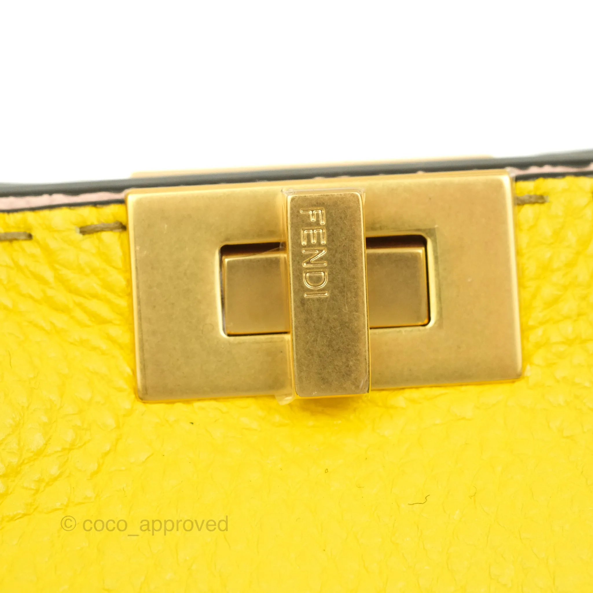 Fendi Small Peekaboo Iseeu Yellow Grained Leather Gold Hardware