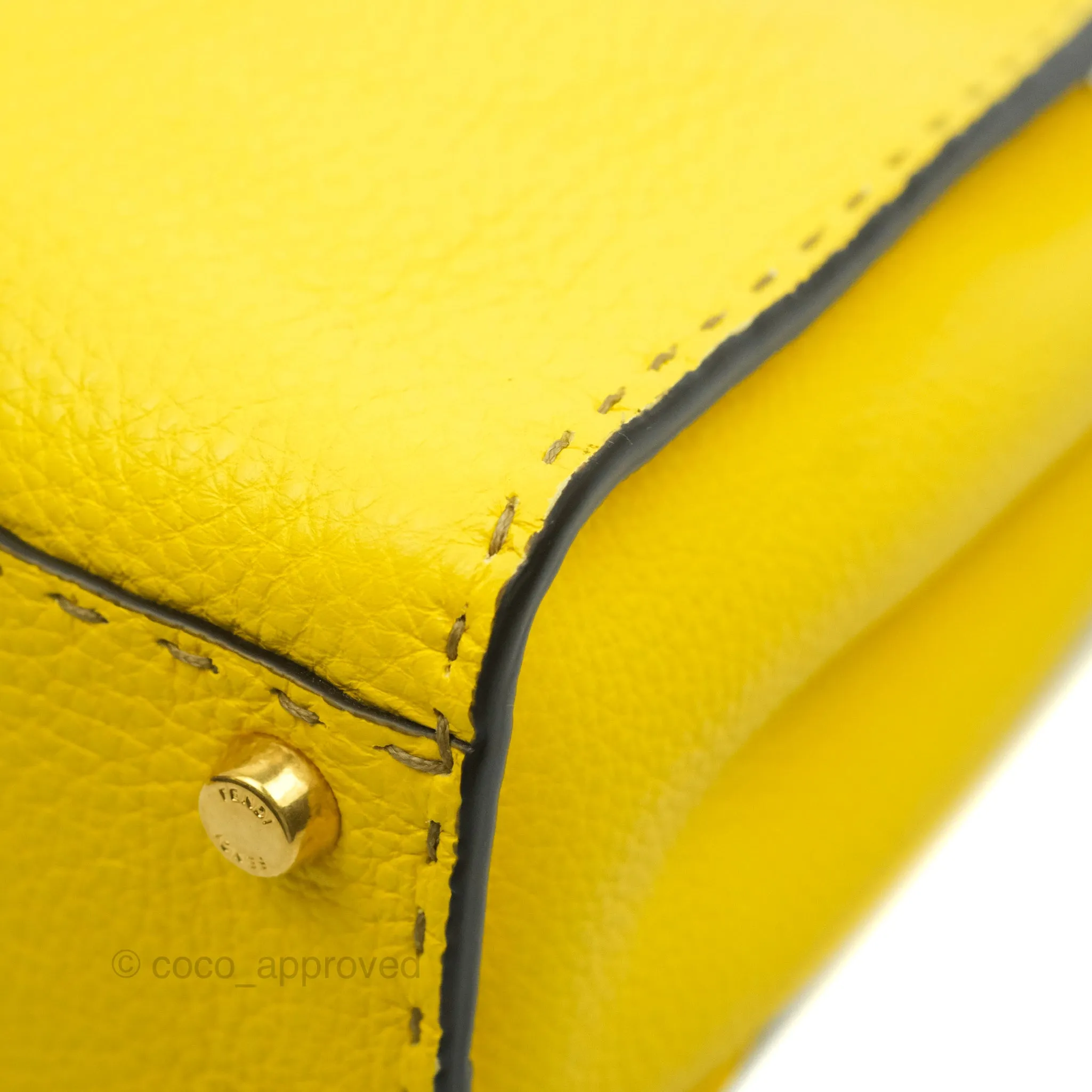 Fendi Small Peekaboo Iseeu Yellow Grained Leather Gold Hardware