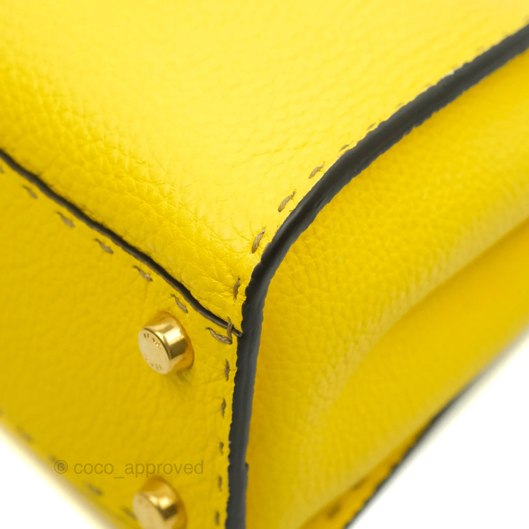Fendi Small Peekaboo Iseeu Yellow Grained Leather Gold Hardware