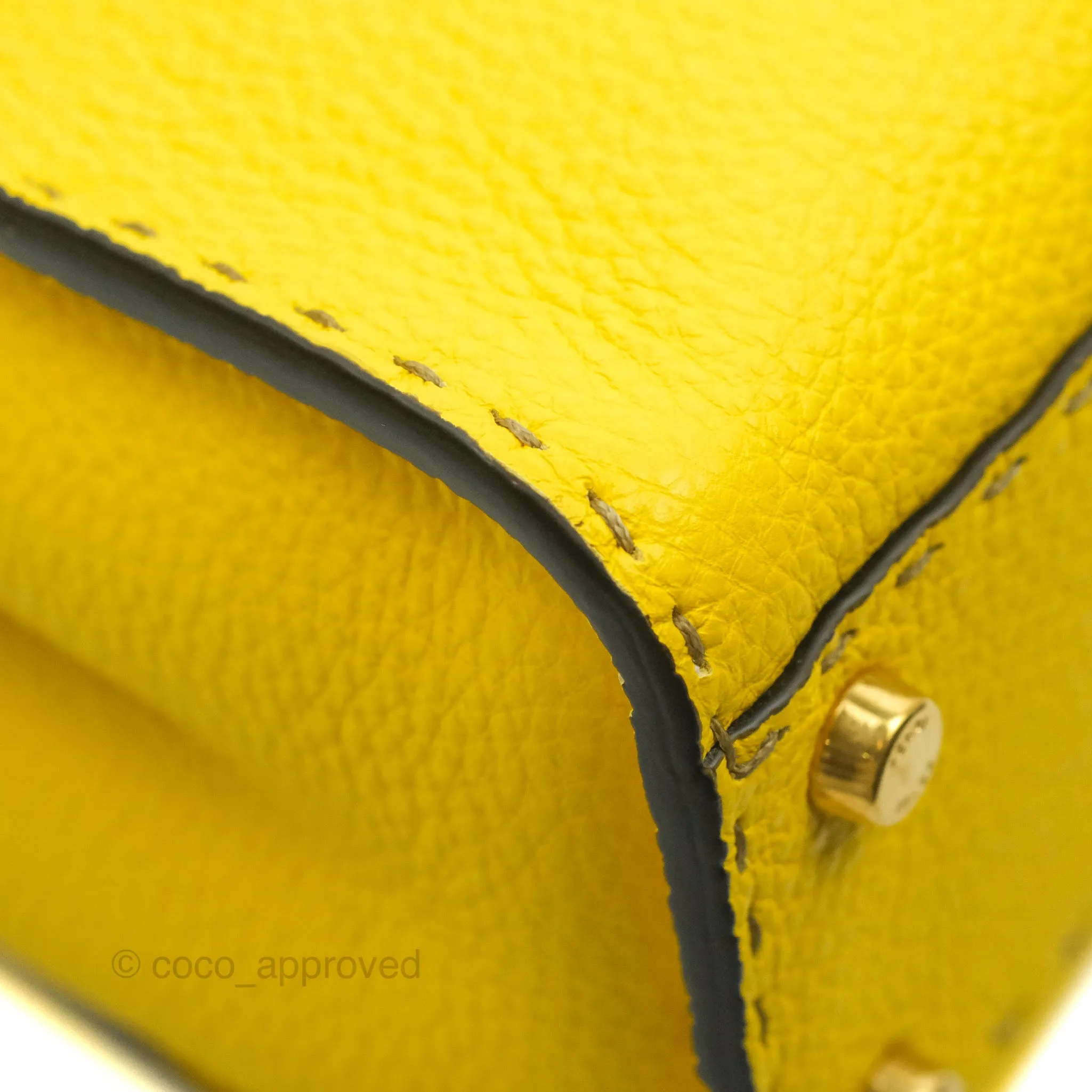 Fendi Small Peekaboo Iseeu Yellow Grained Leather Gold Hardware