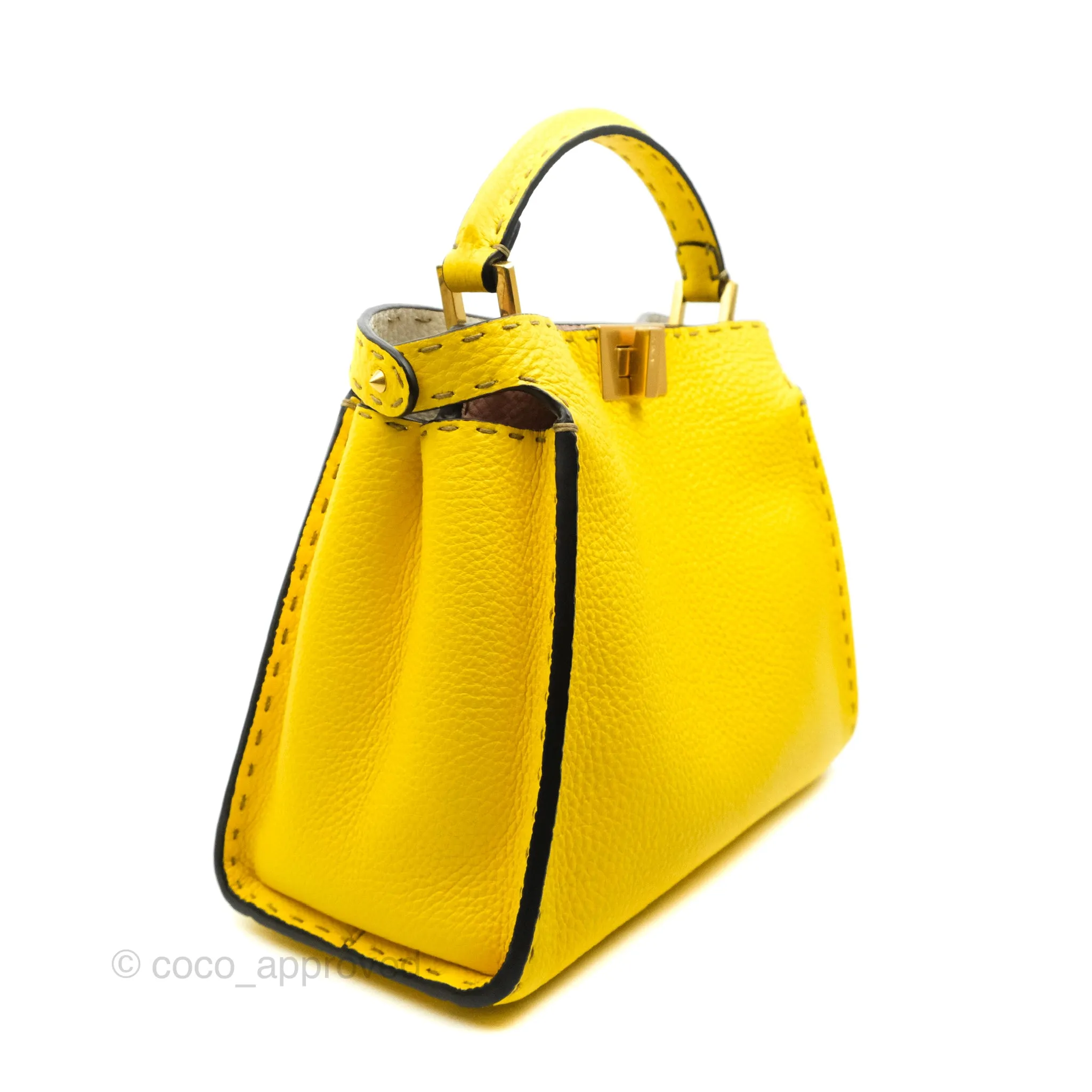 Fendi Small Peekaboo Iseeu Yellow Grained Leather Gold Hardware