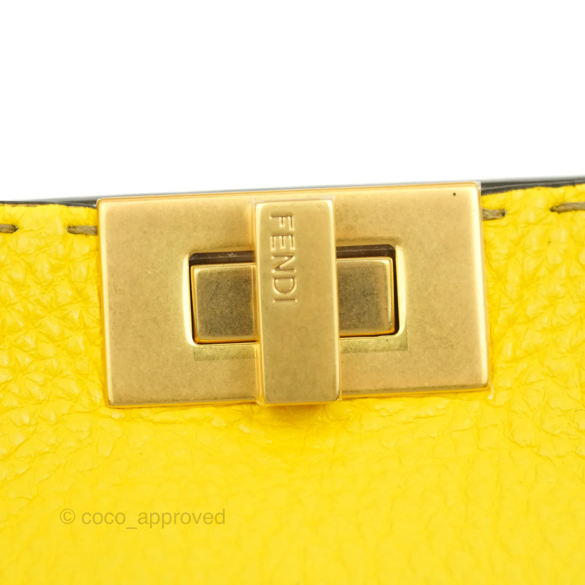 Fendi Small Peekaboo Iseeu Yellow Grained Leather Gold Hardware